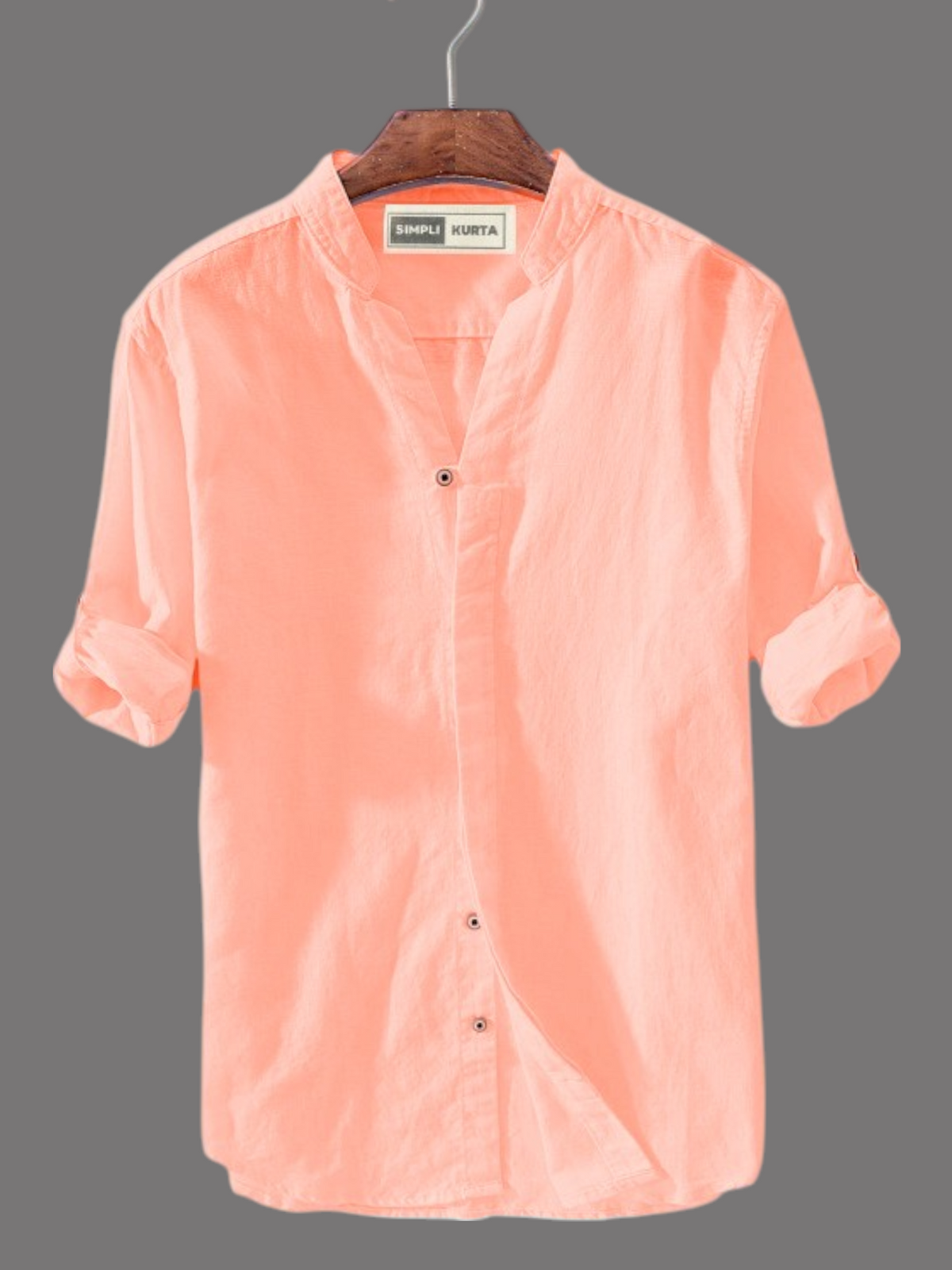 Peach Men's Cotton Kurta Shirt - Casual & Comfortable