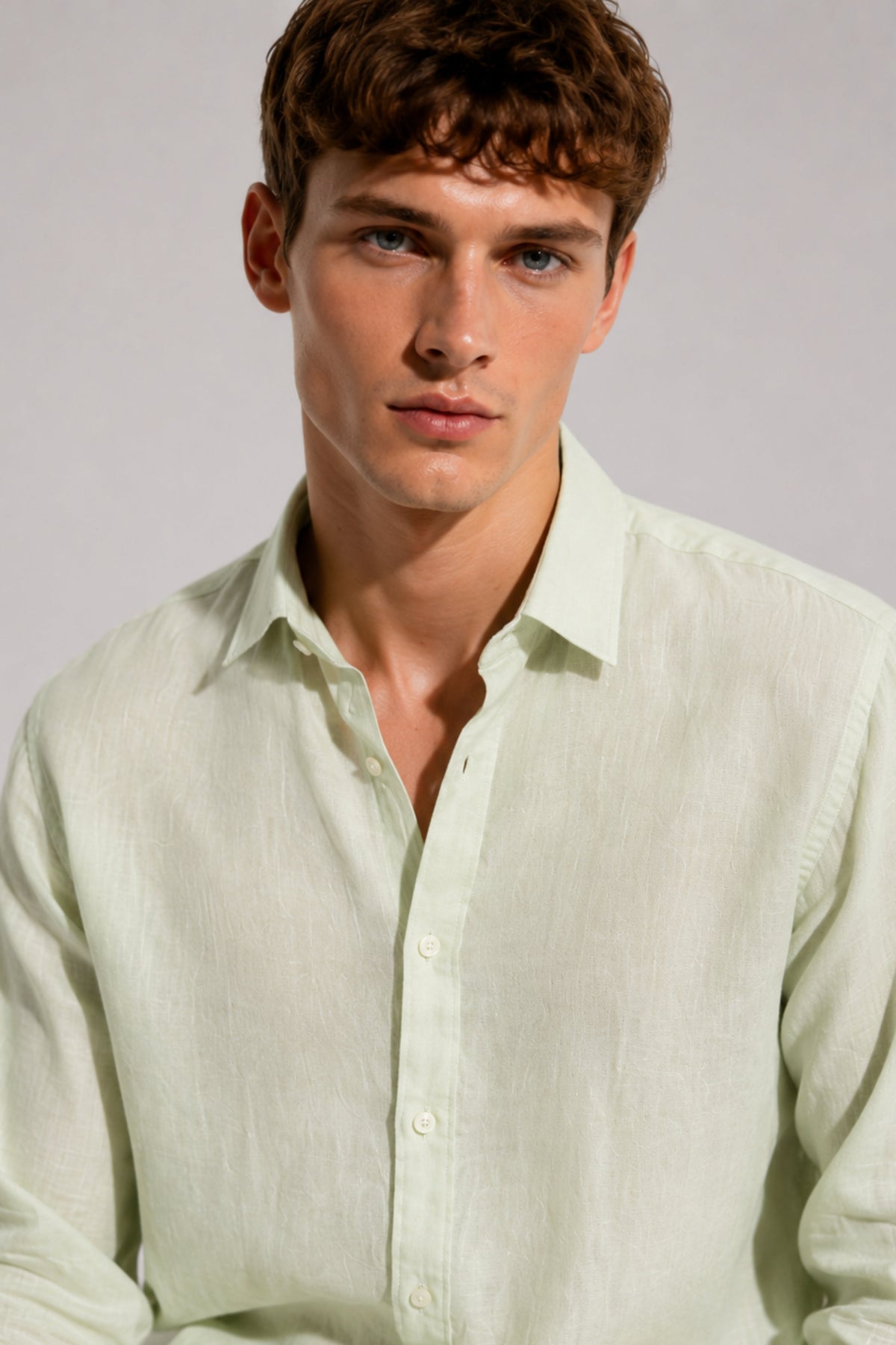 Light Matcha Linen Blend Shirt