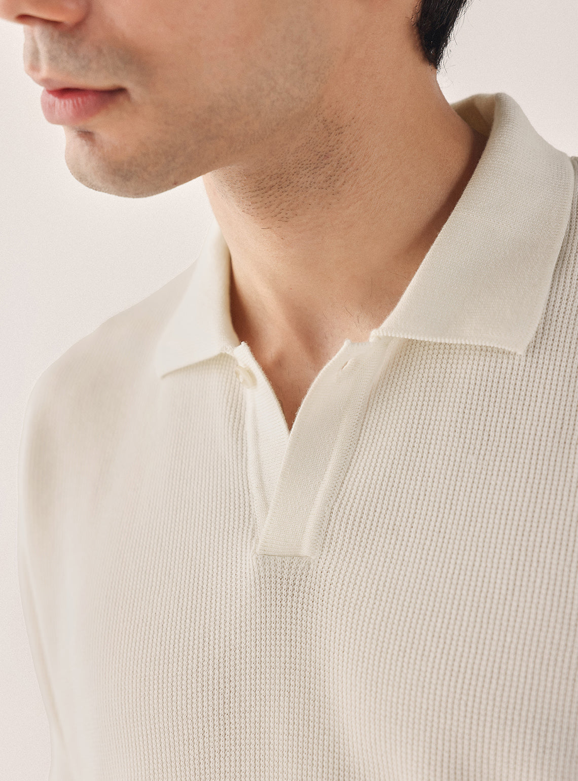 Dawn White Cotton Textured Polo