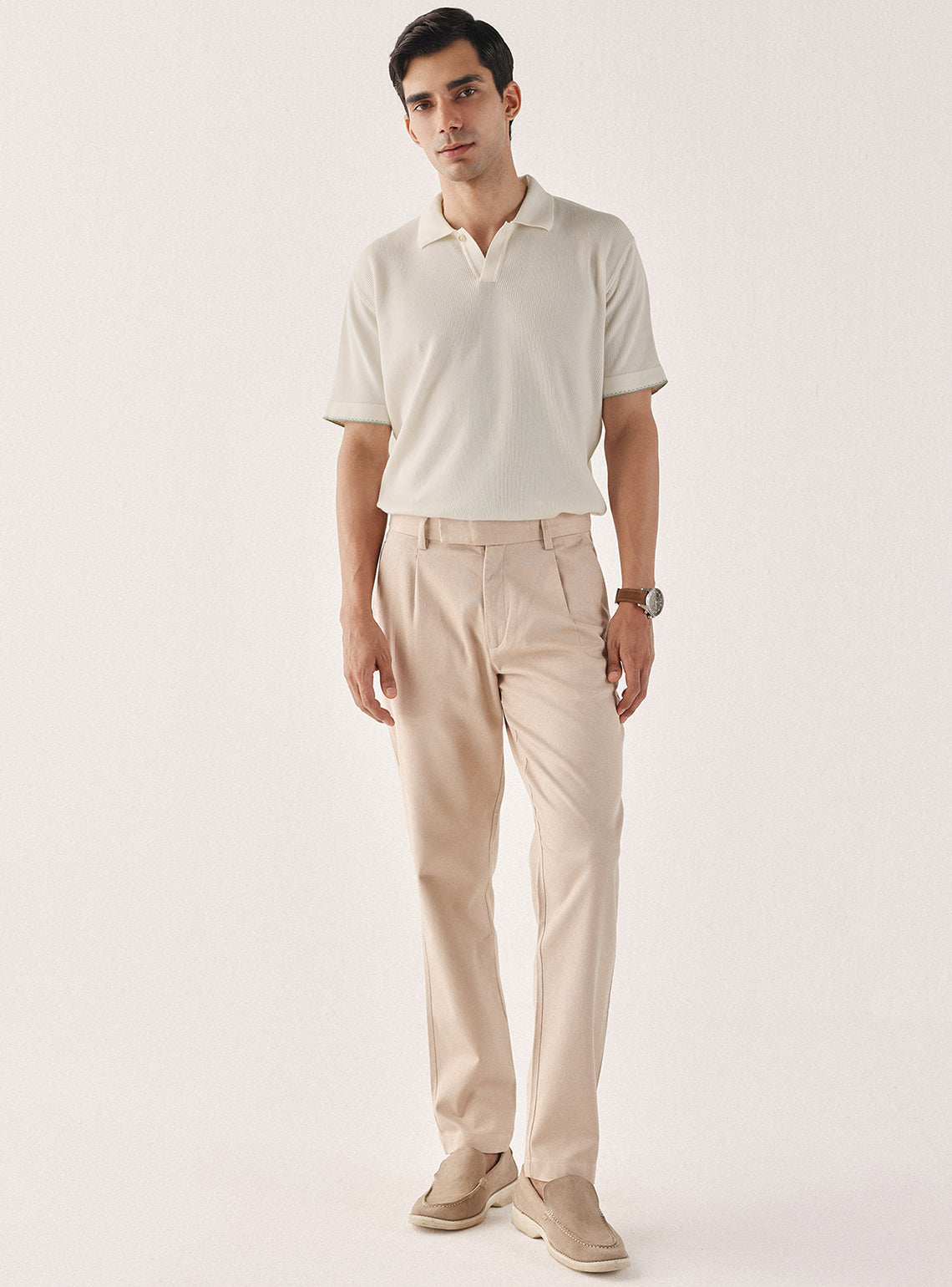 Dawn White Cotton Textured Polo