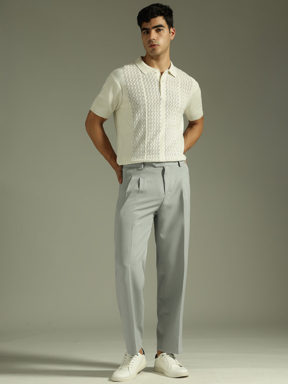 Men's Grey Korean Baggy Loose Fit Trouser