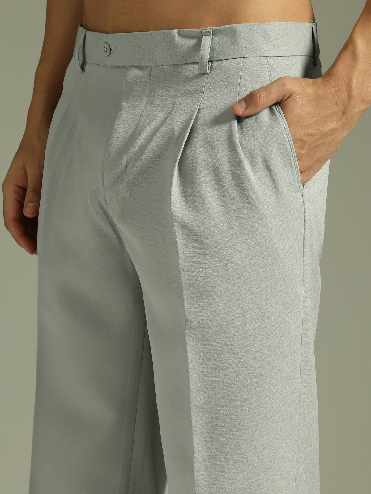 Men's Grey Korean Baggy Loose Fit Trouser
