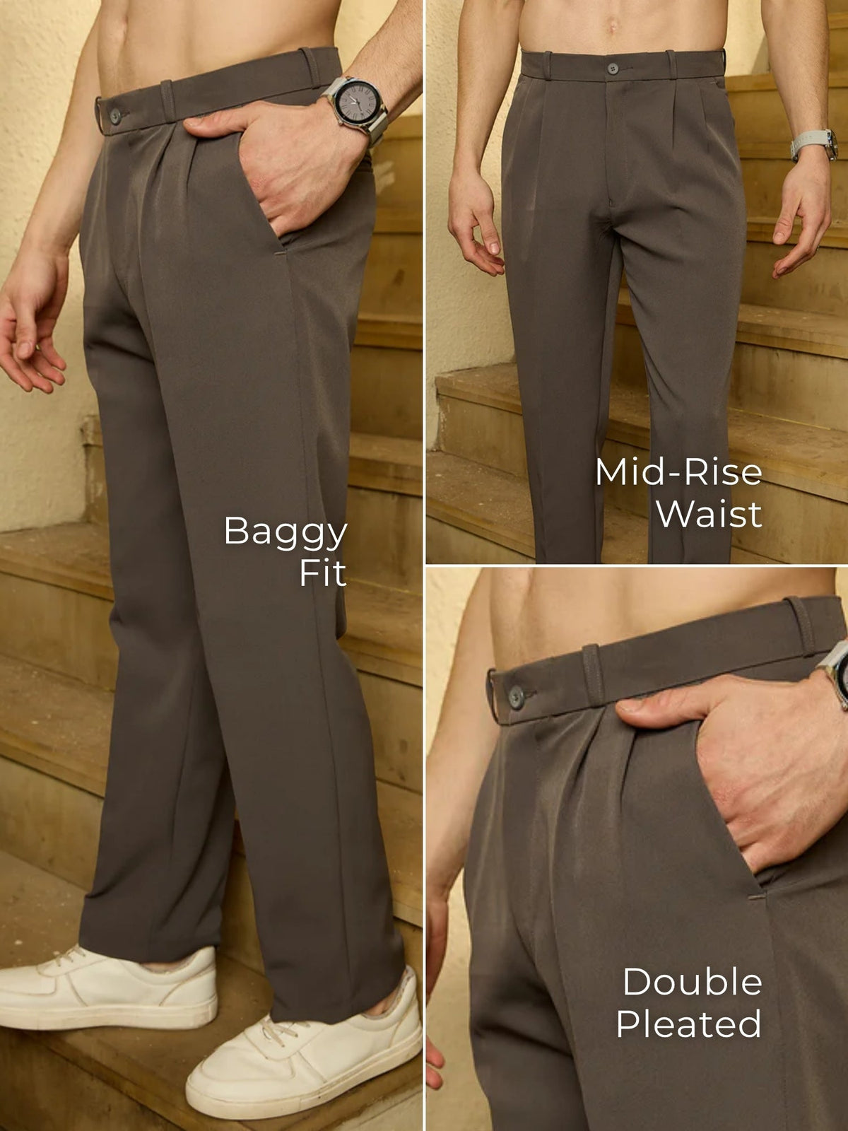 Korean Double Pleated Baggy Trouser