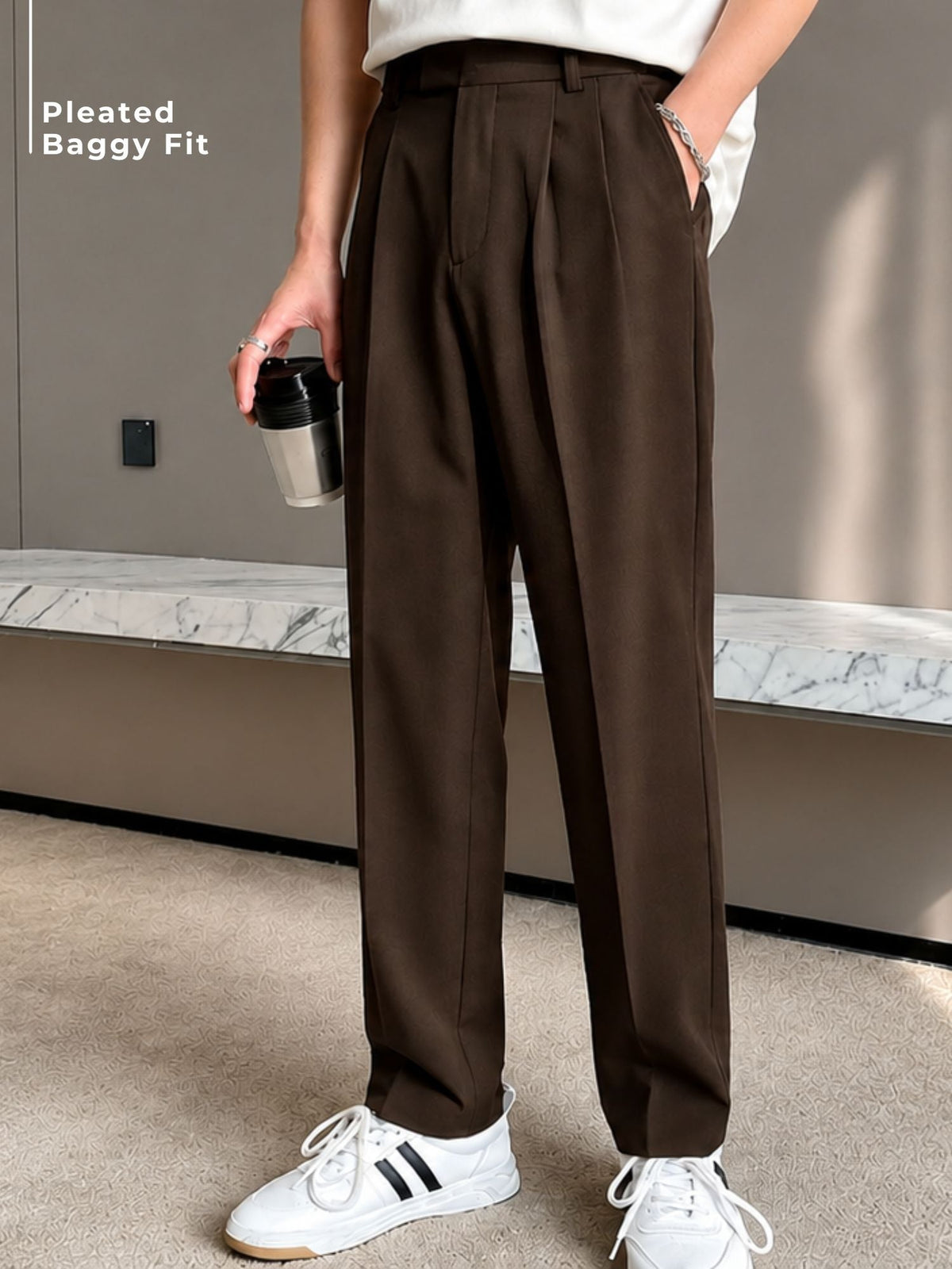 Korean Double Pleated Baggy Trouser