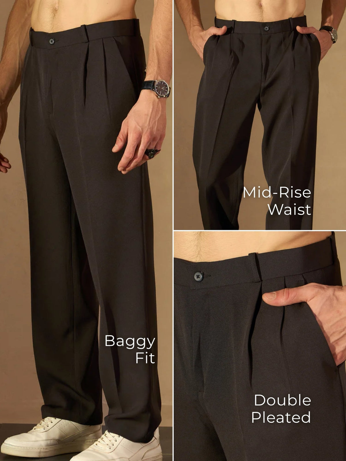 Korean Double Pleated Baggy Trouser