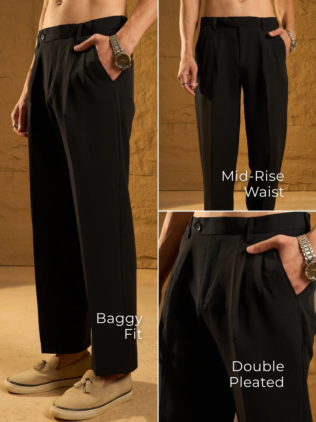 Korean Double Pleated Baggy Trouser
