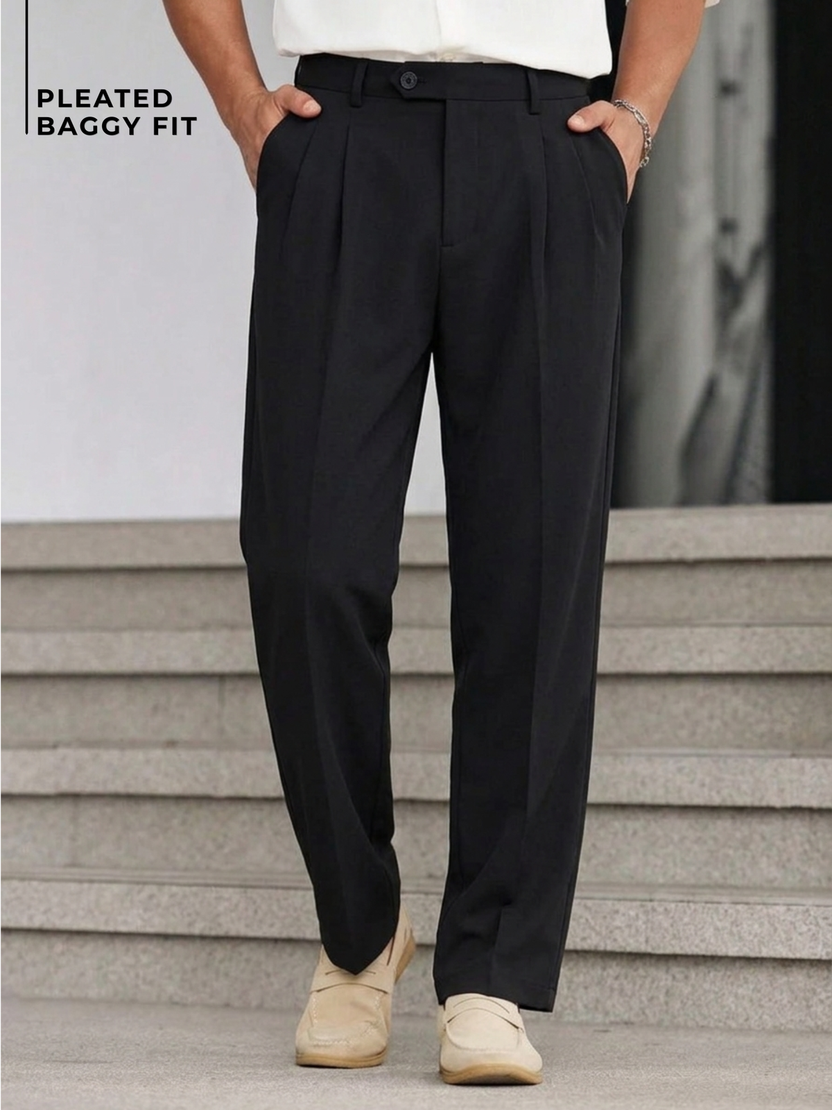 Korean Double Pleated Baggy Trouser