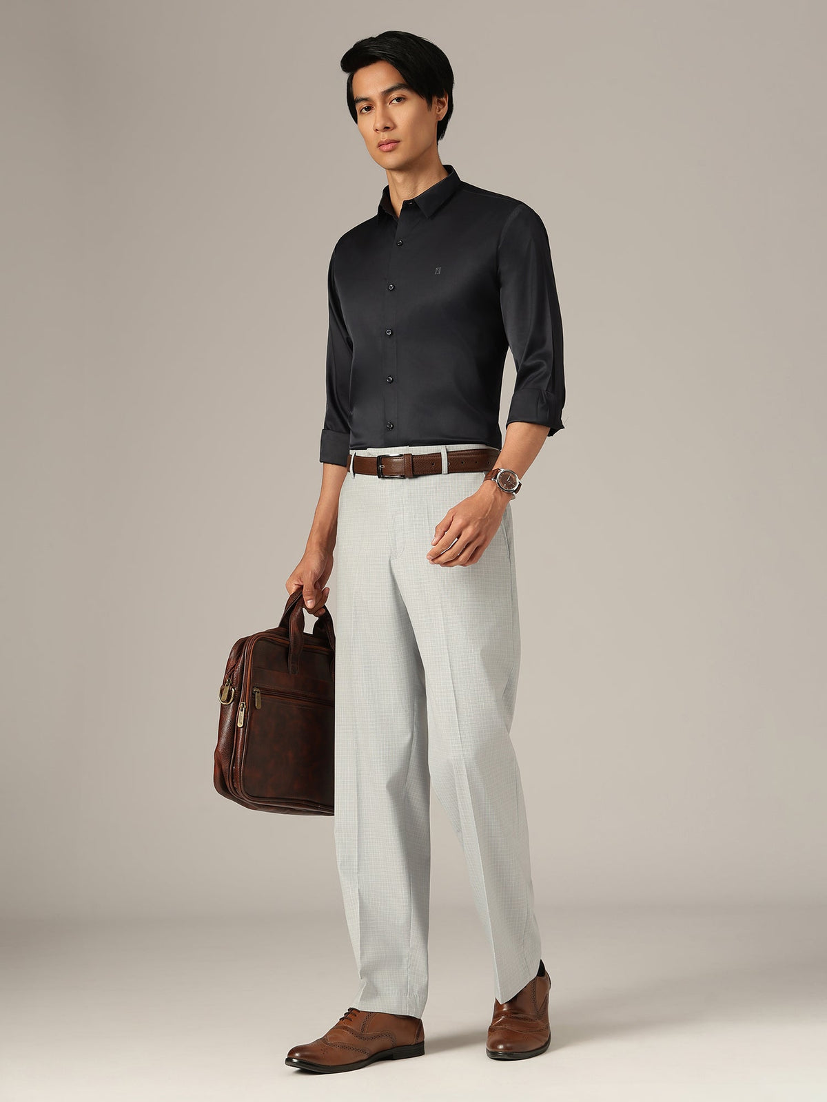 Textured Pleated Korean Trouser