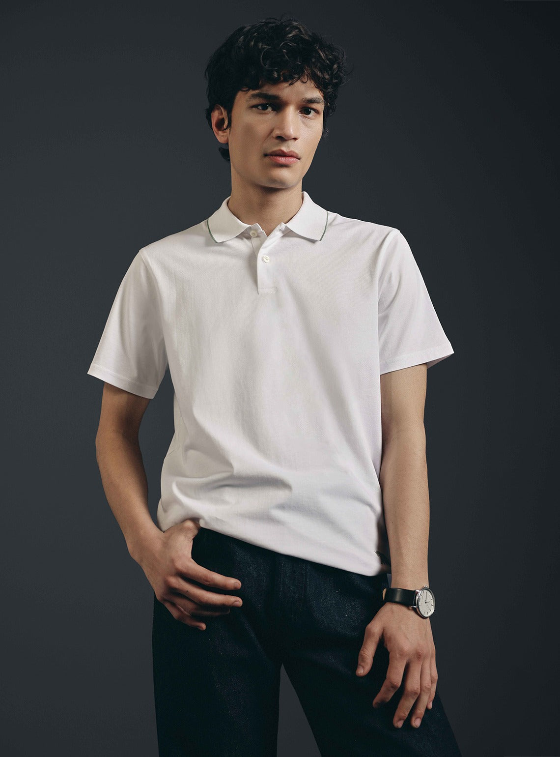 Imperial White Cotton Embroidered Polo