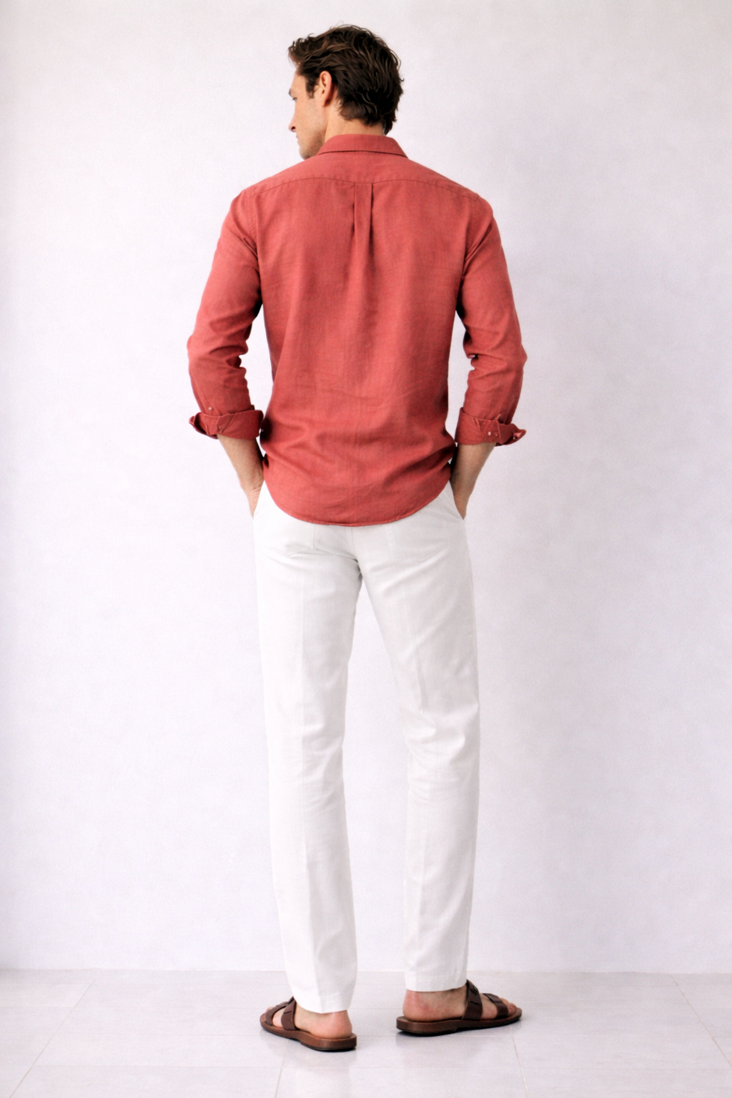 Clay Red Linen Blend Shirt