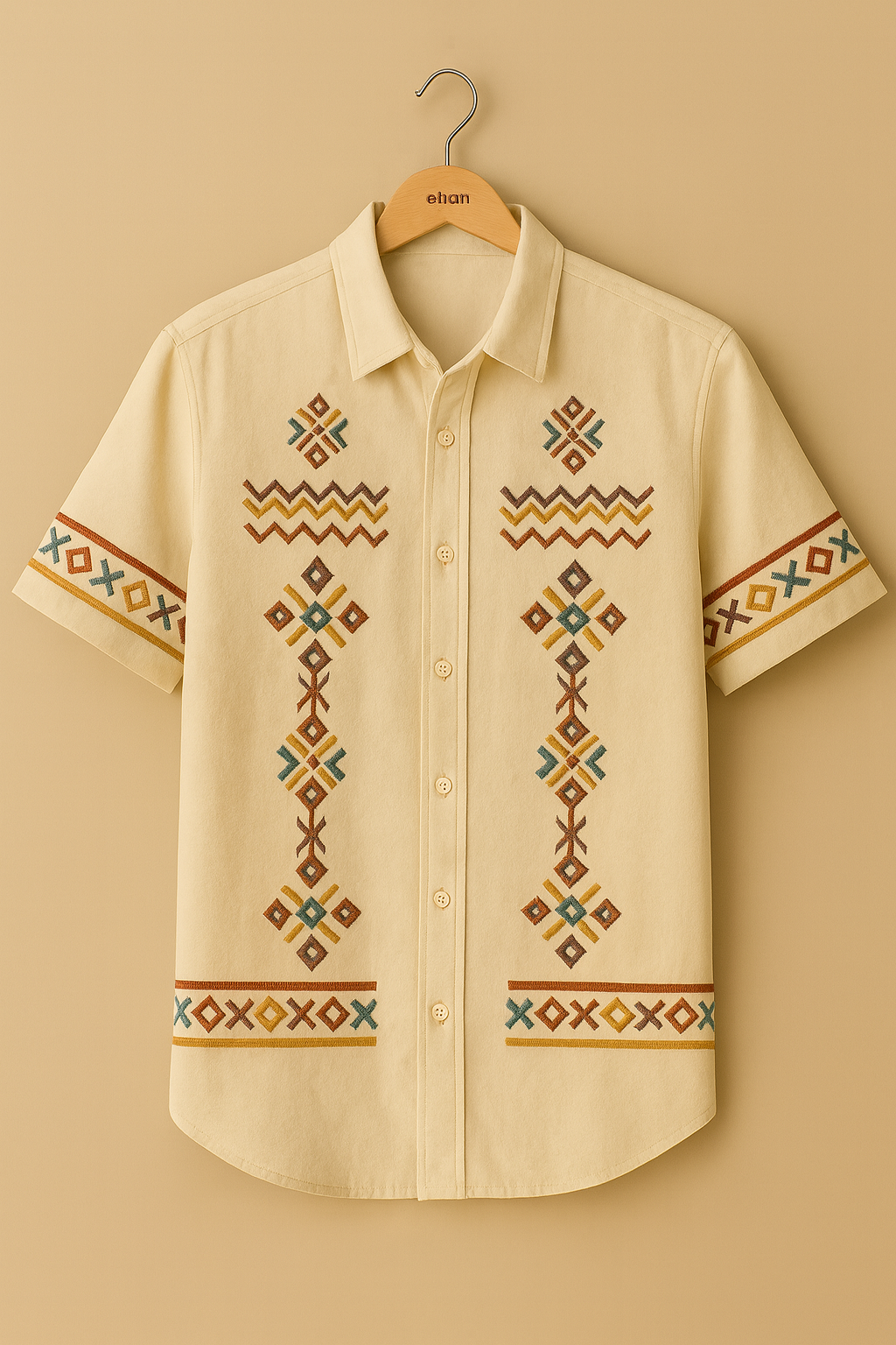 Men’s Vintage Embroidered Short Sleeve Shirt
