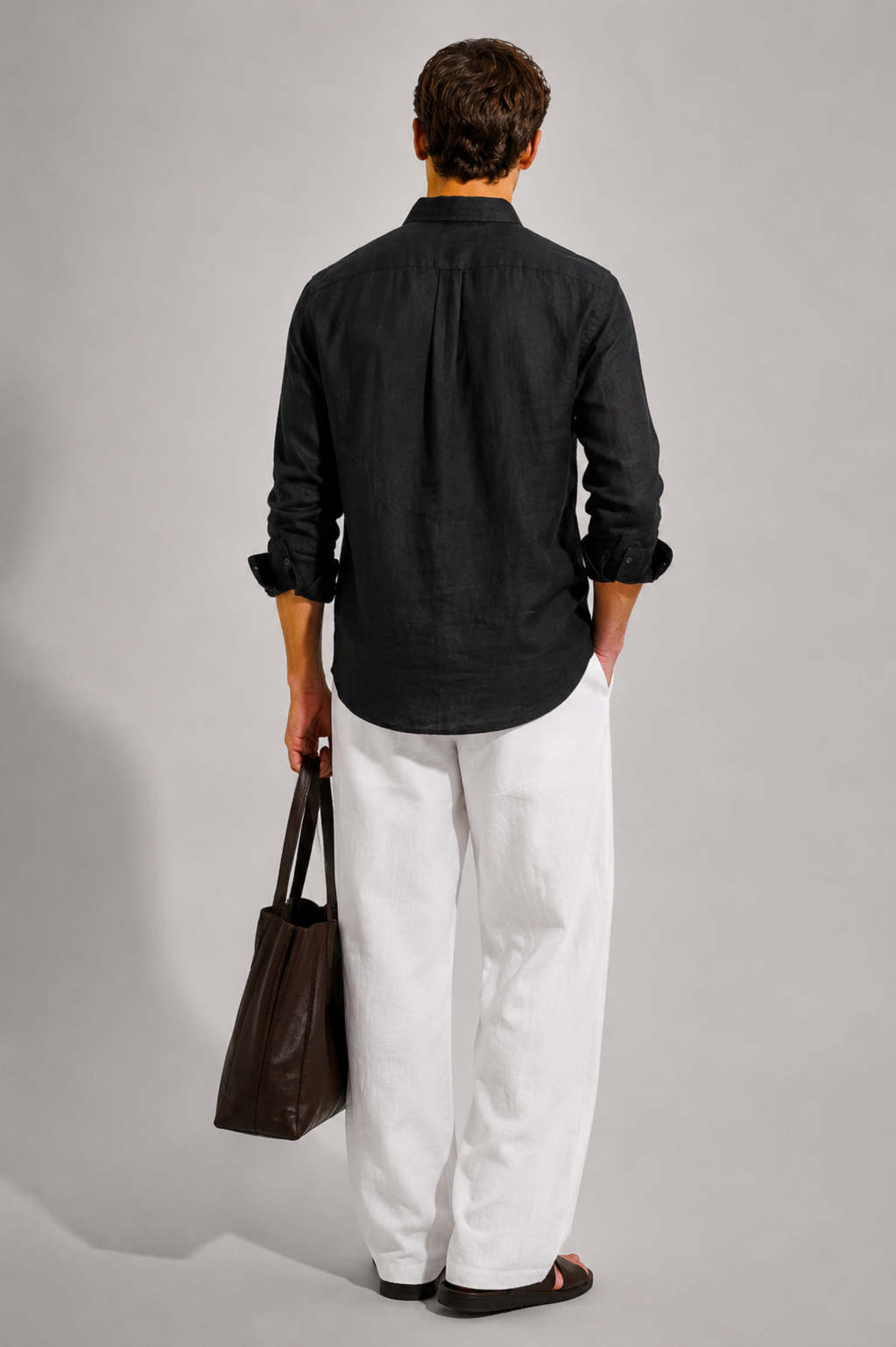 100% Linen Black Relaxed Fit Shirt
