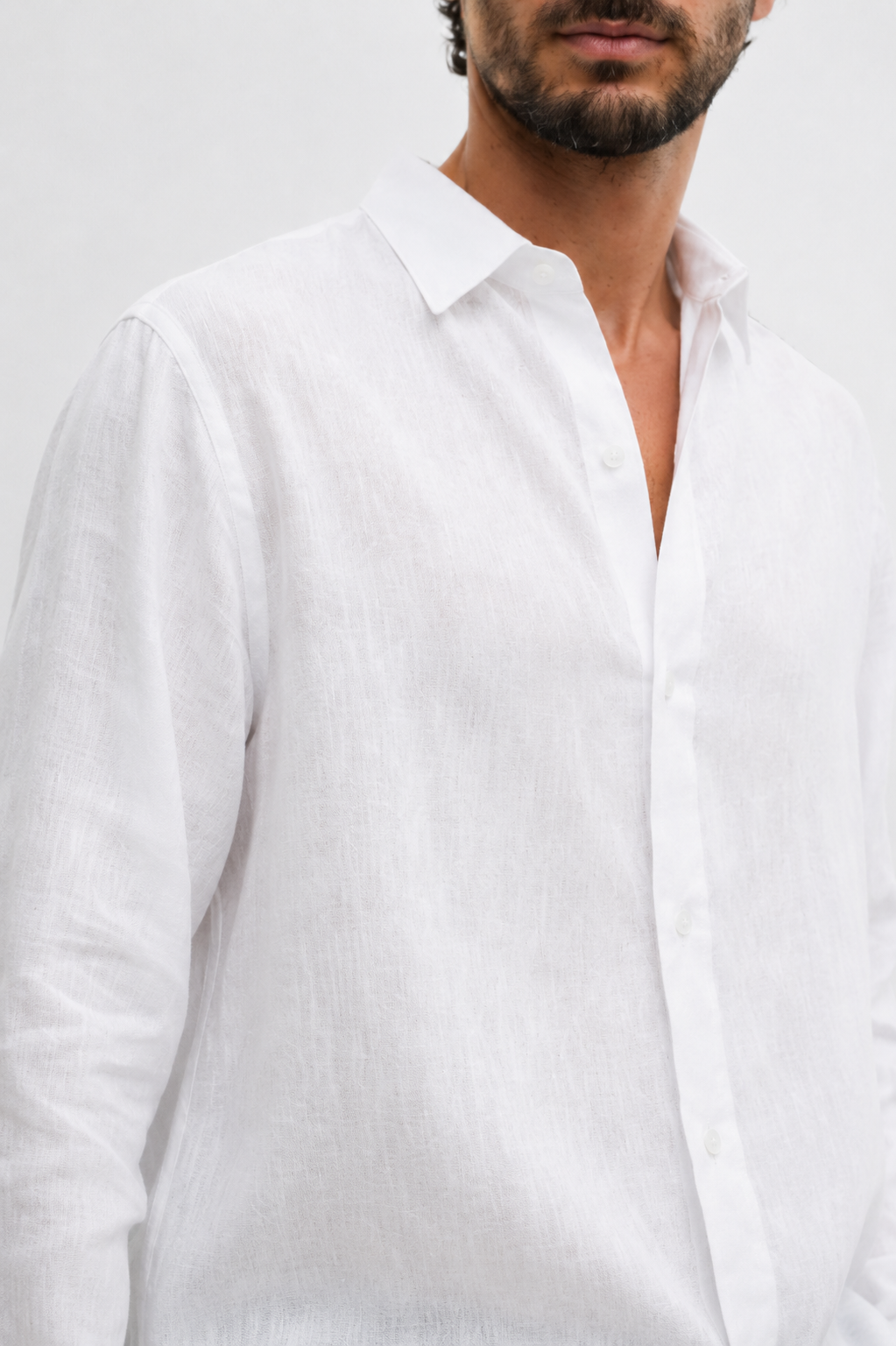 100% Linen White Relaxed Fit Shirt