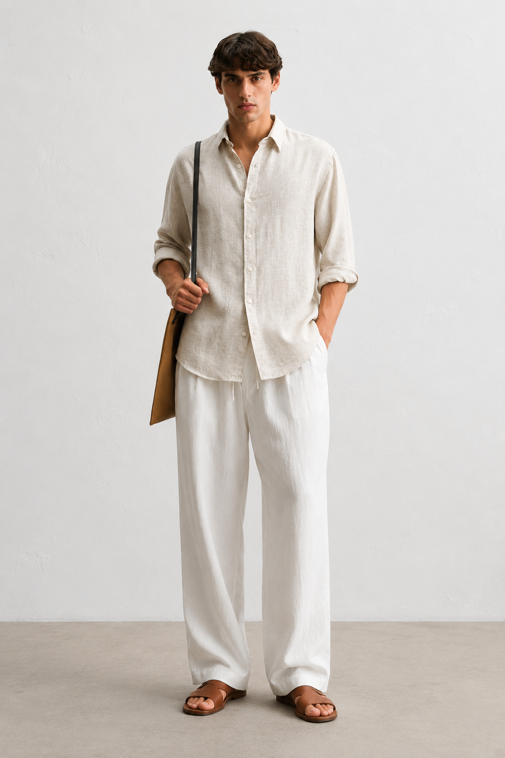 Beige Linen Blend Shirt