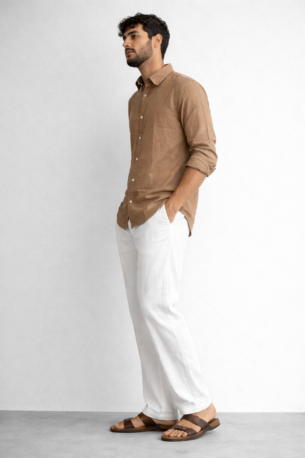 Camel Linen Blend Shirt