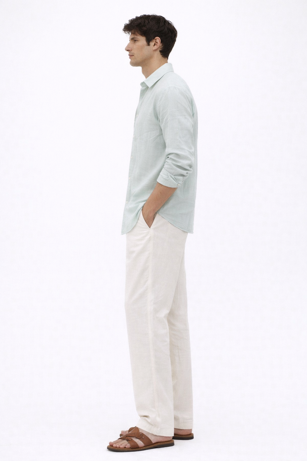 Powder Blue Linen Blend Shirt