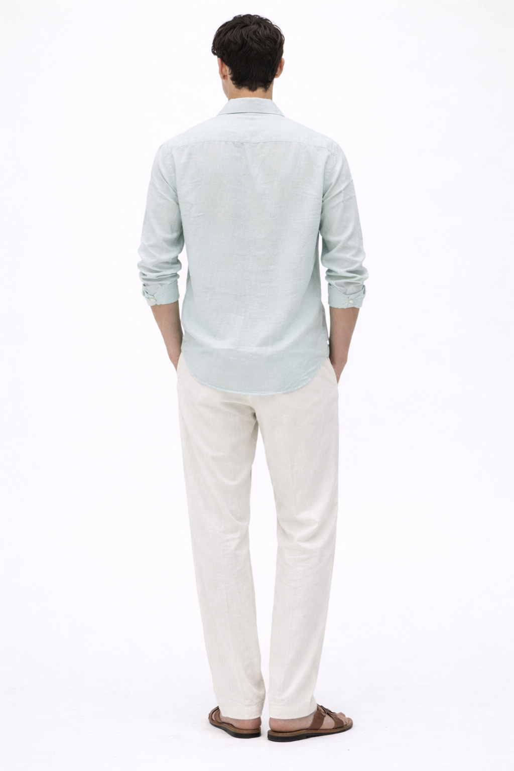 Powder Blue Linen Blend Shirt