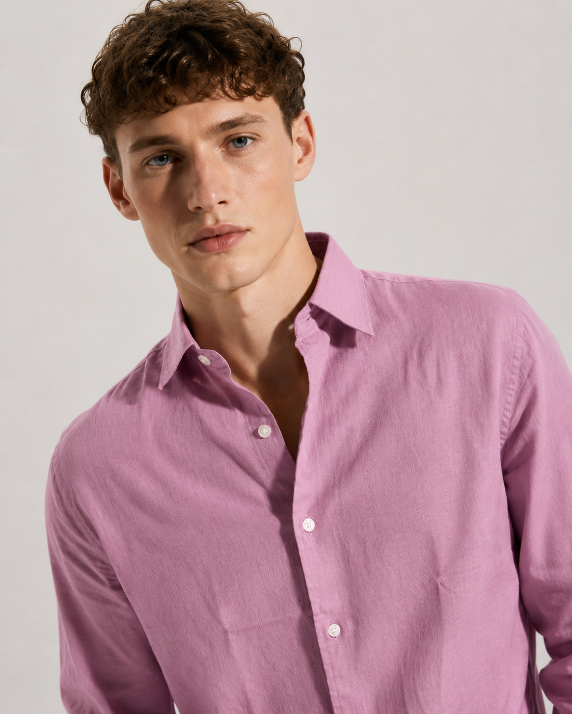 Light Purple Linen Blend Shirt