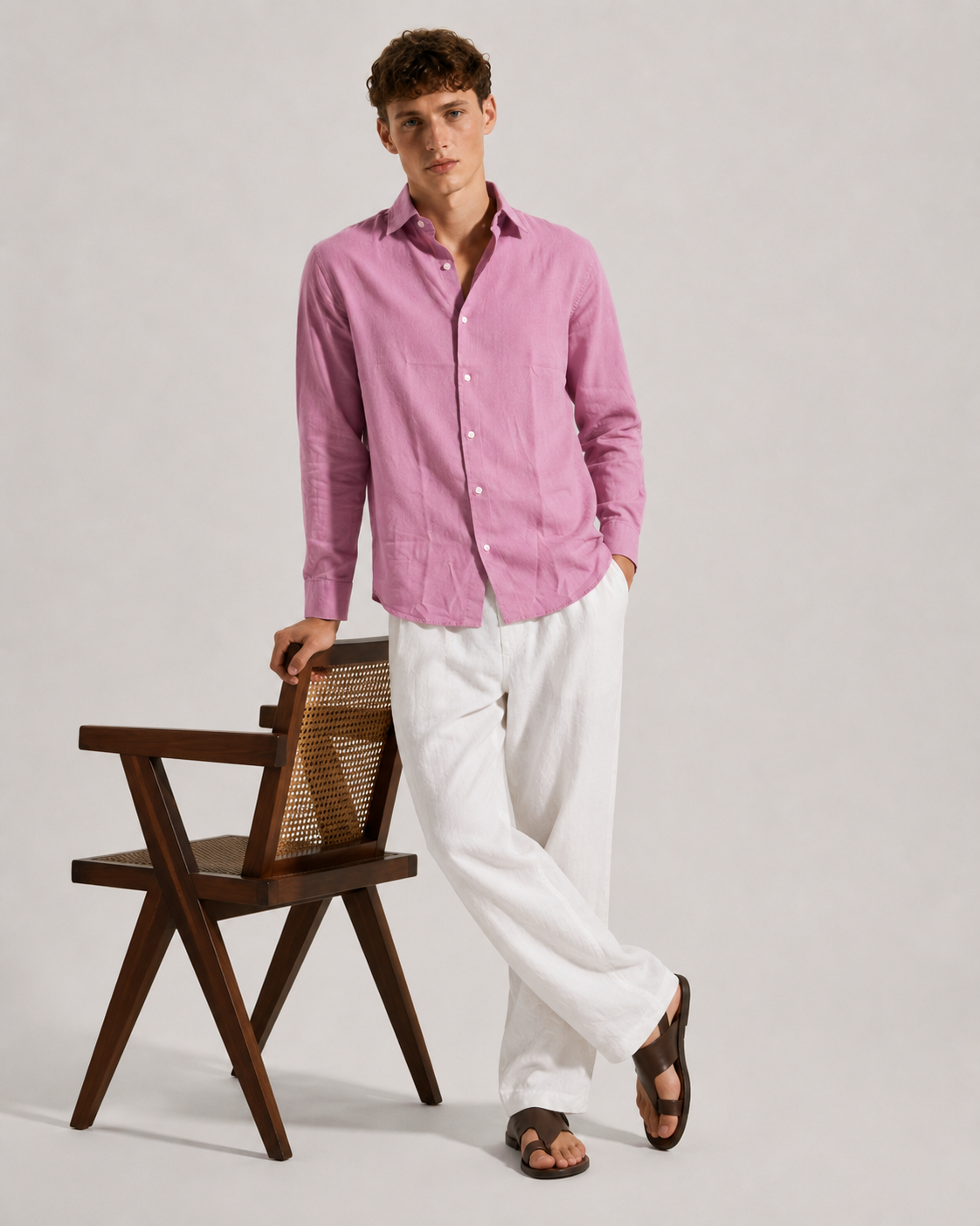Light Purple Linen Blend Shirt
