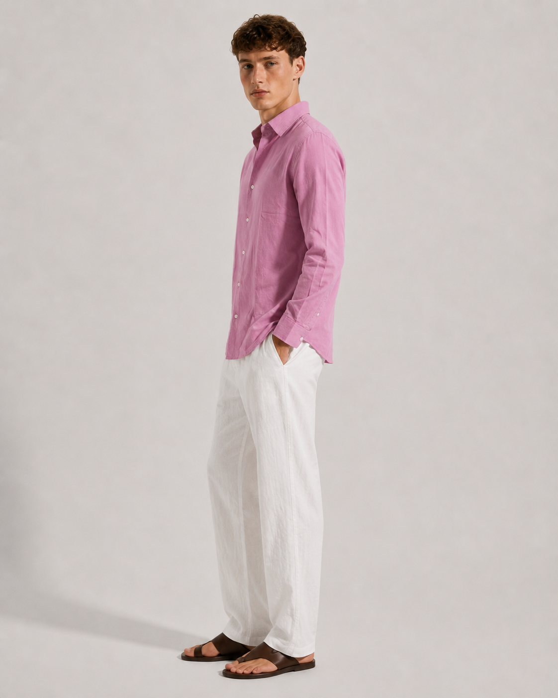 Light Purple Linen Blend Shirt