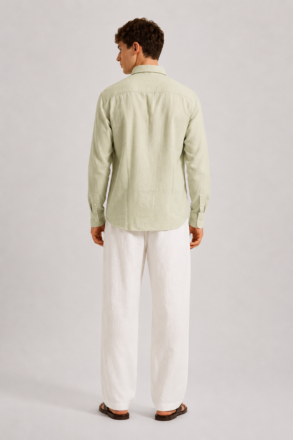 Pistachio Beige Linen Blend Shirt
