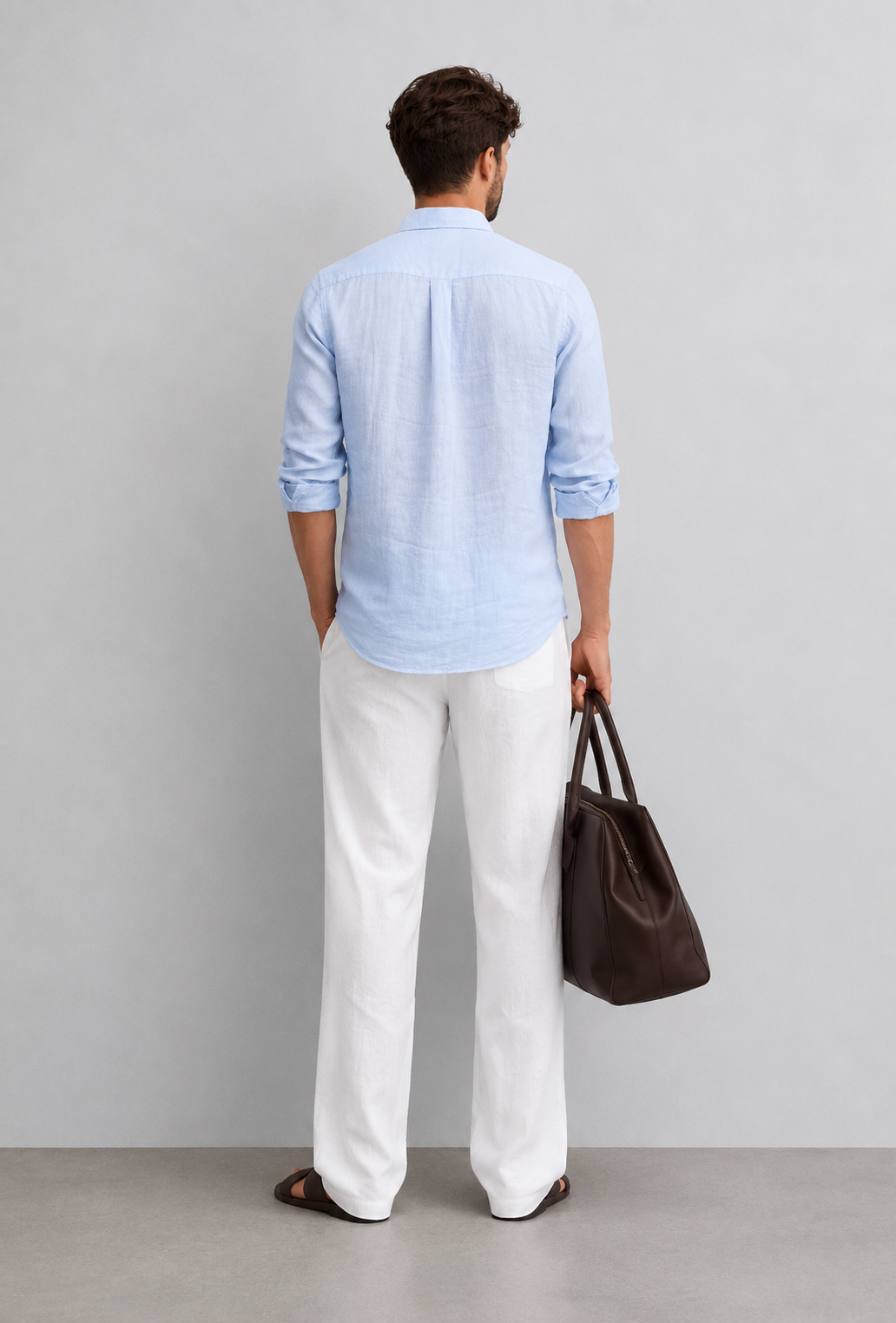Sky Blue 100% Linen Relaxed Fit Shirt