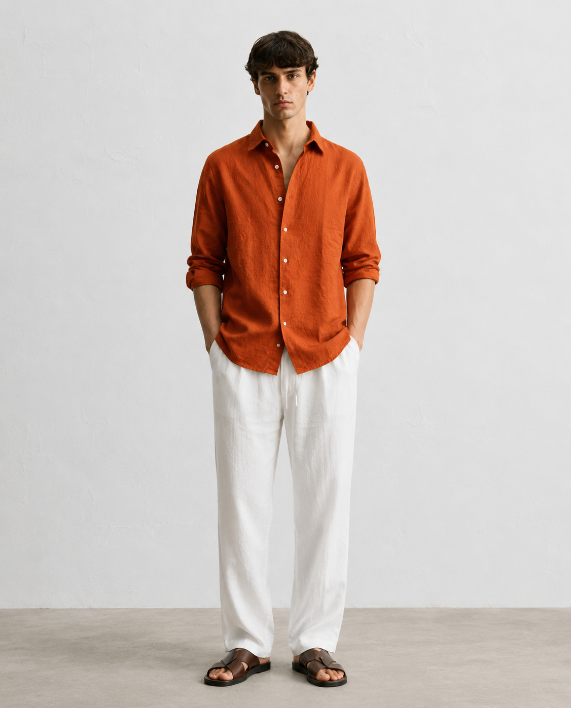 Brick Linen Blend Shirt