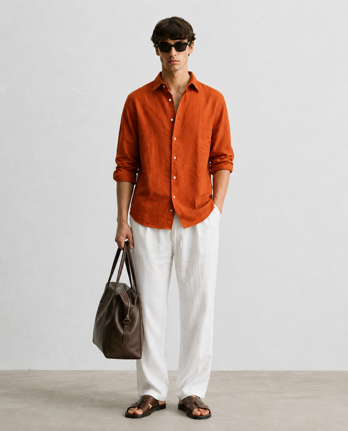 Brick Linen Blend Shirt
