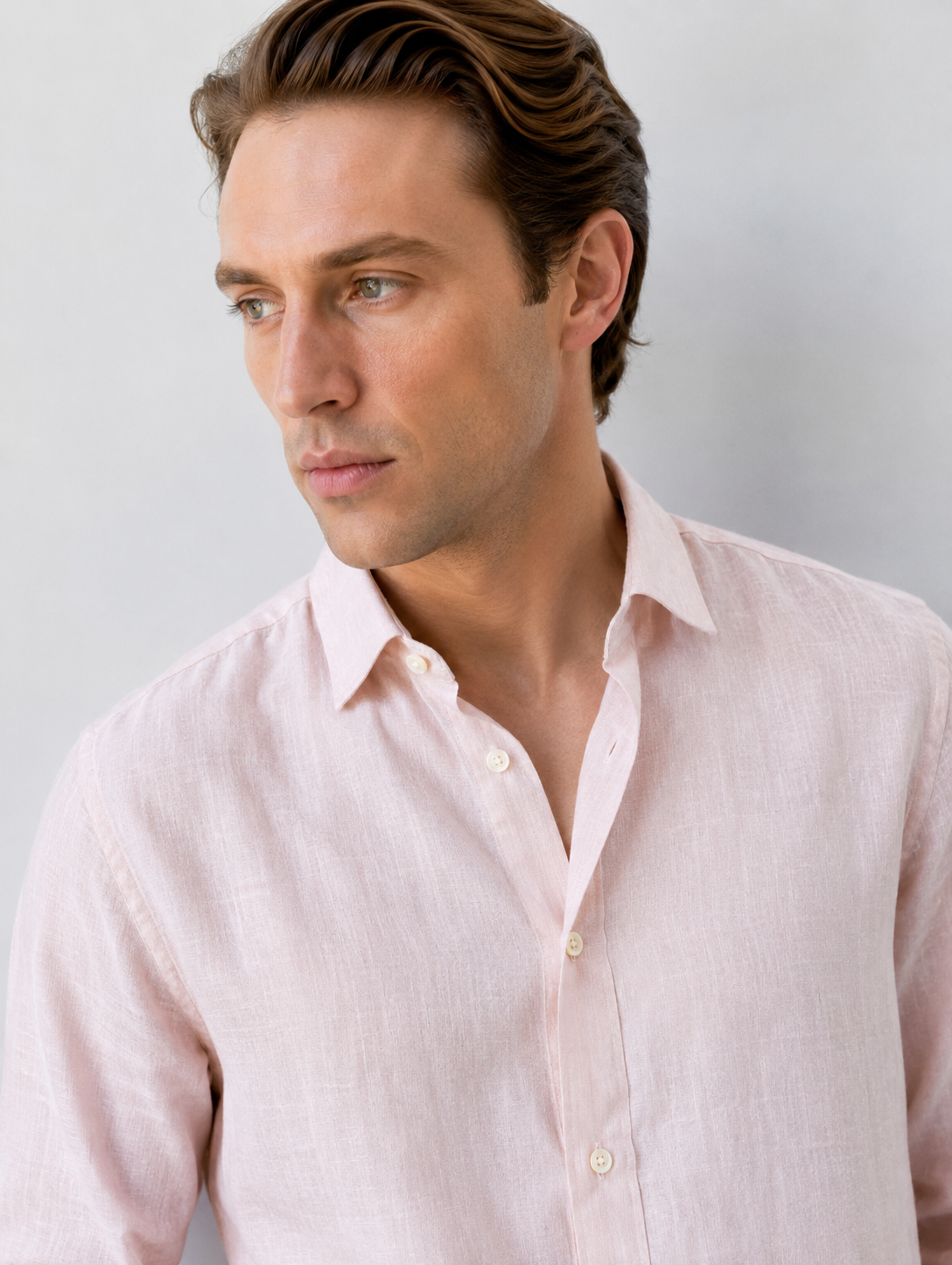 Light Pink Linen Blend Shirt