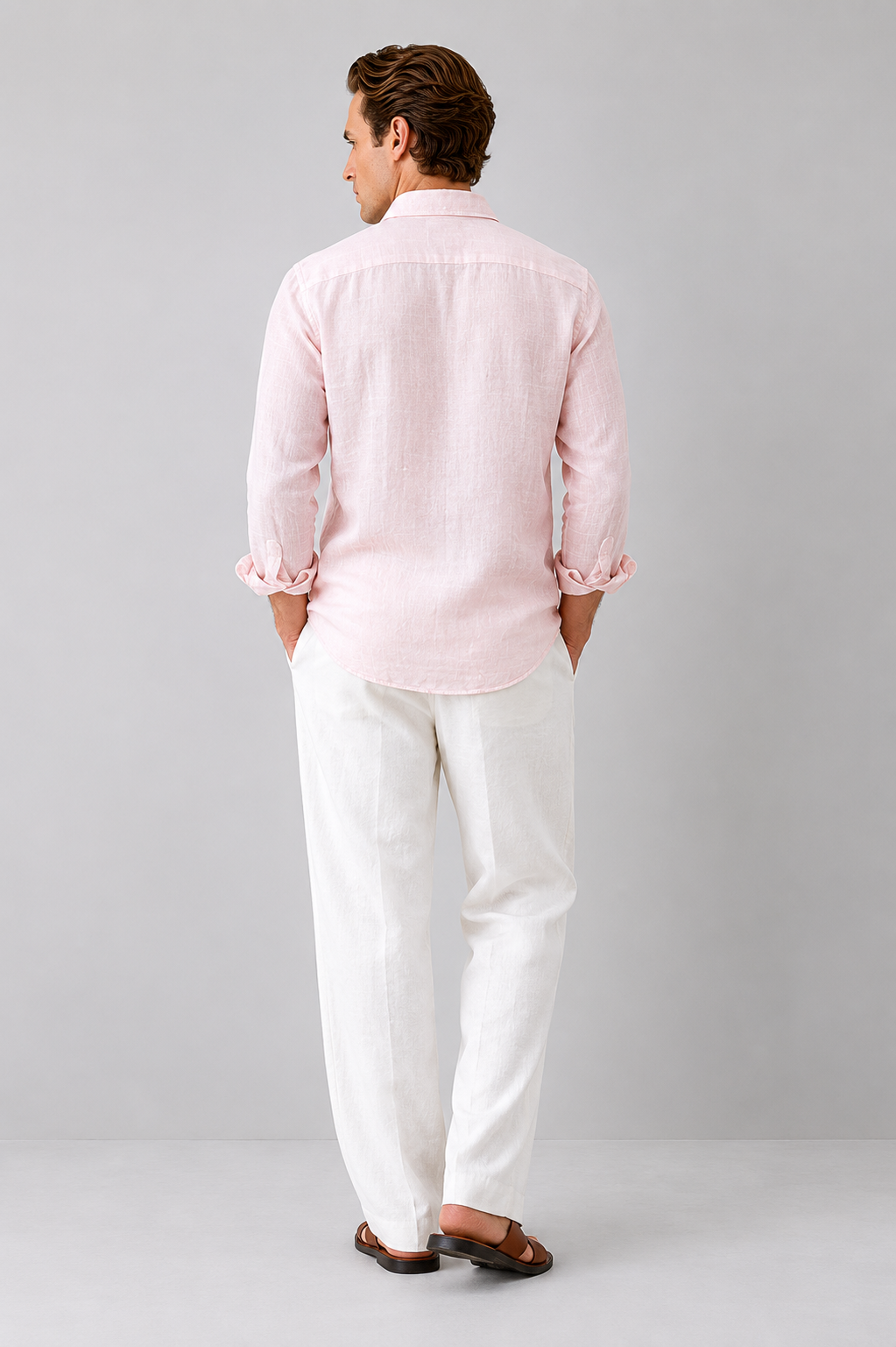 Light Pink Linen Blend Shirt