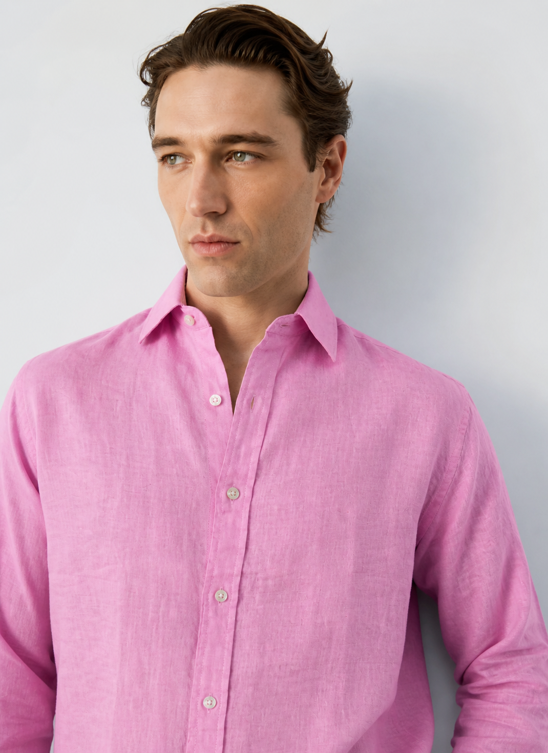 100% Pure Linen Pink Shirt