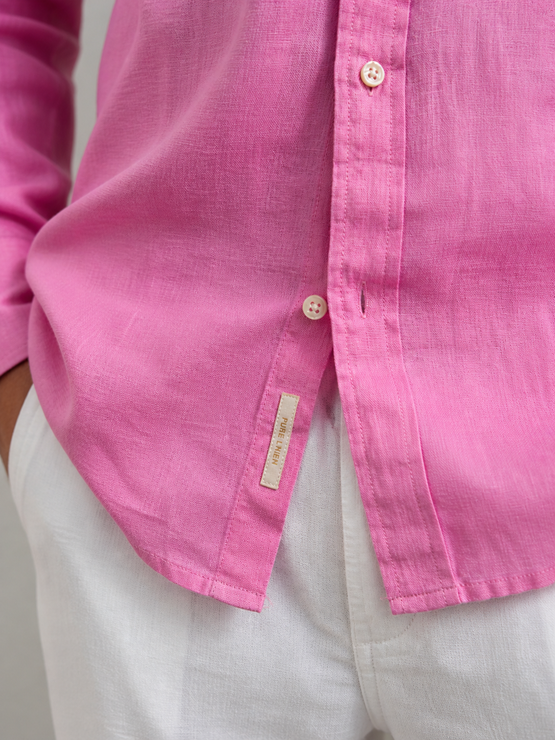 100% Pure Linen Pink Shirt