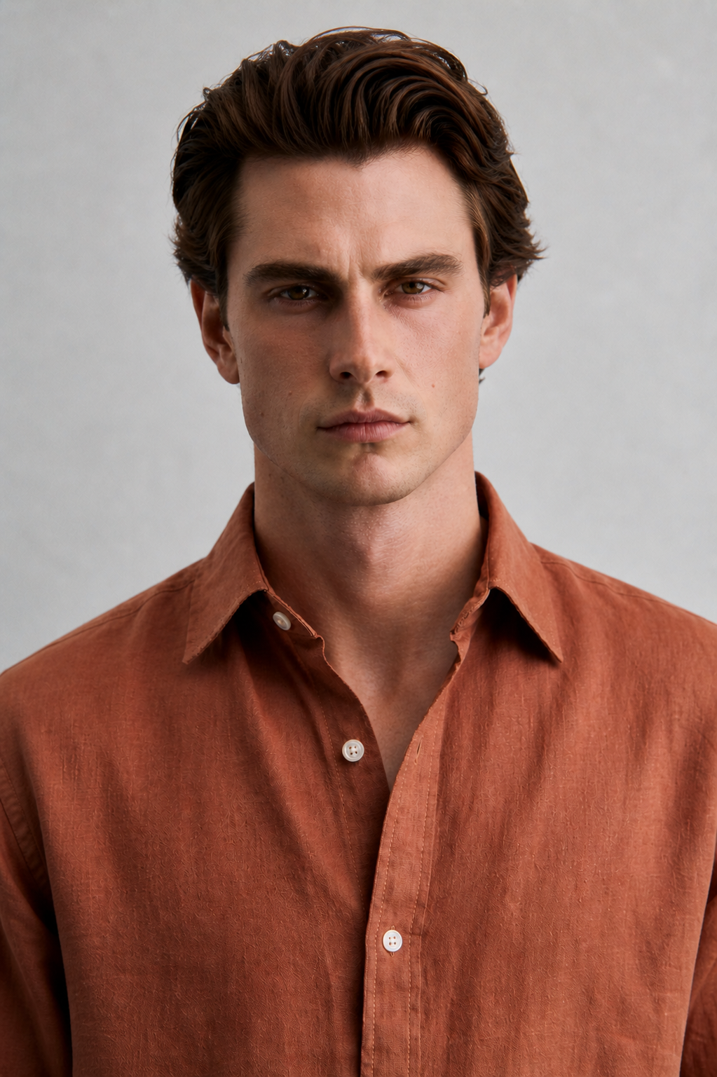 100% Pure Linen Brick Brown Shirt