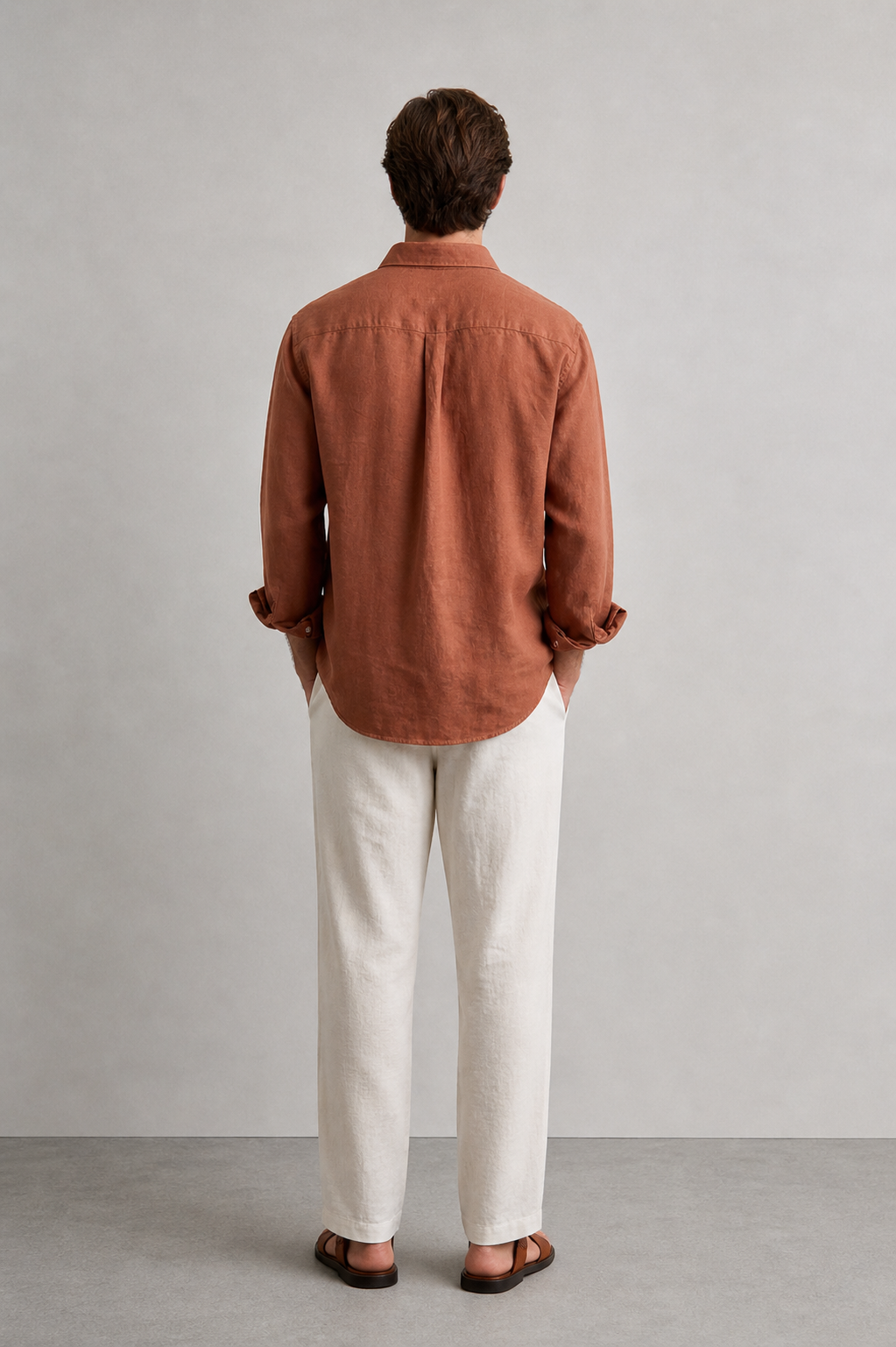 100% Pure Linen Brick Brown Shirt