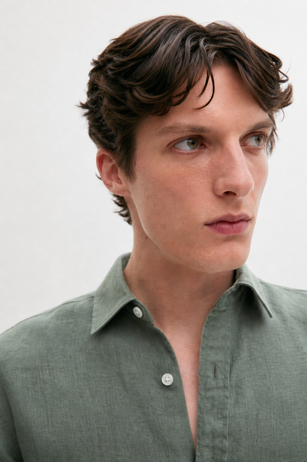 100% Pure Linen Olive Green Shirt