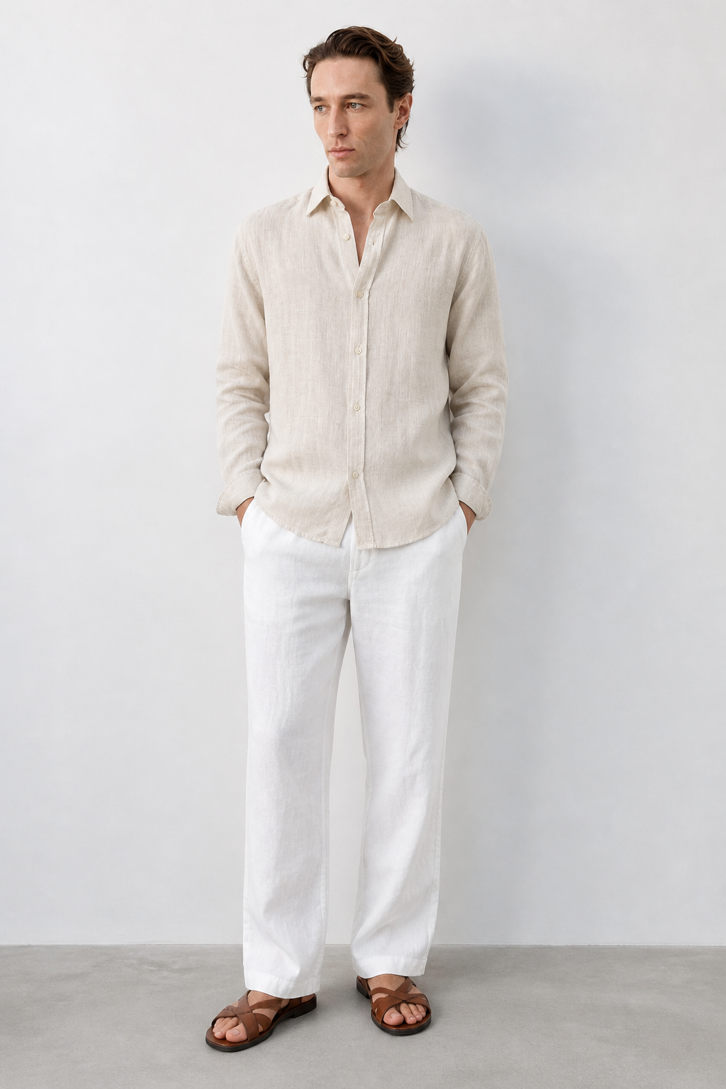 100% Pure Linen Off White Shirt
