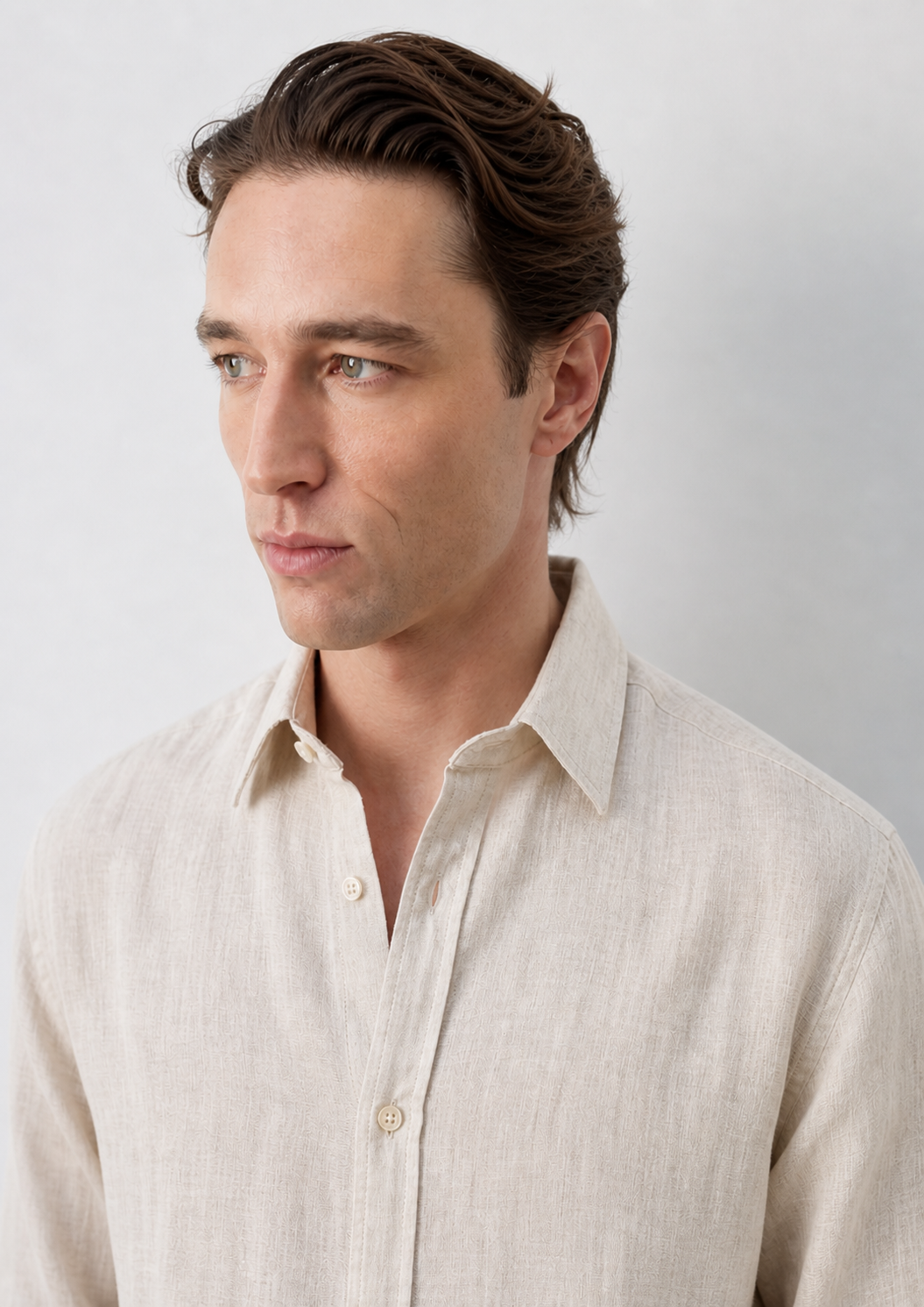 100% Pure Linen Off White Shirt
