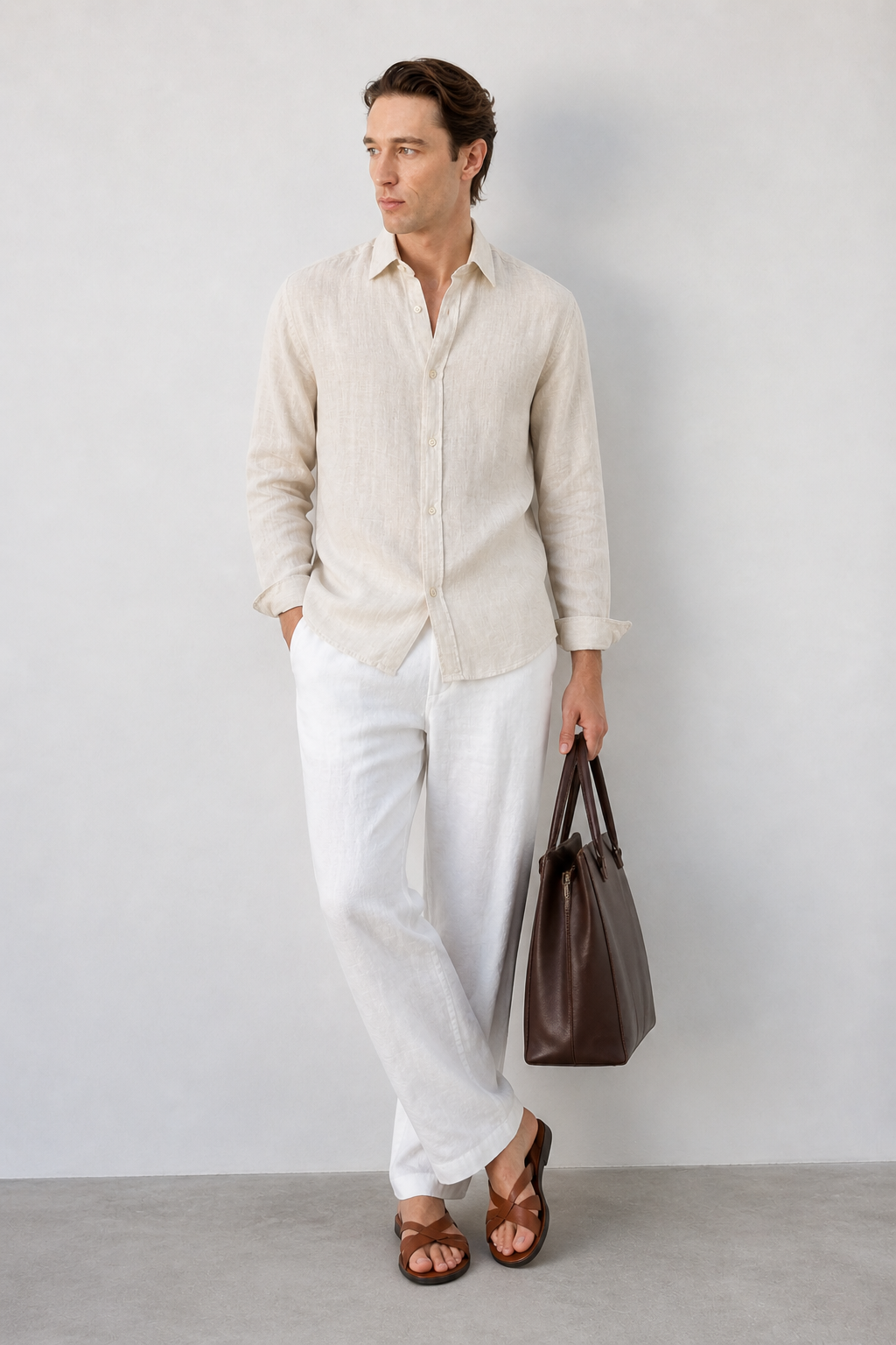100% Pure Linen Off White Shirt