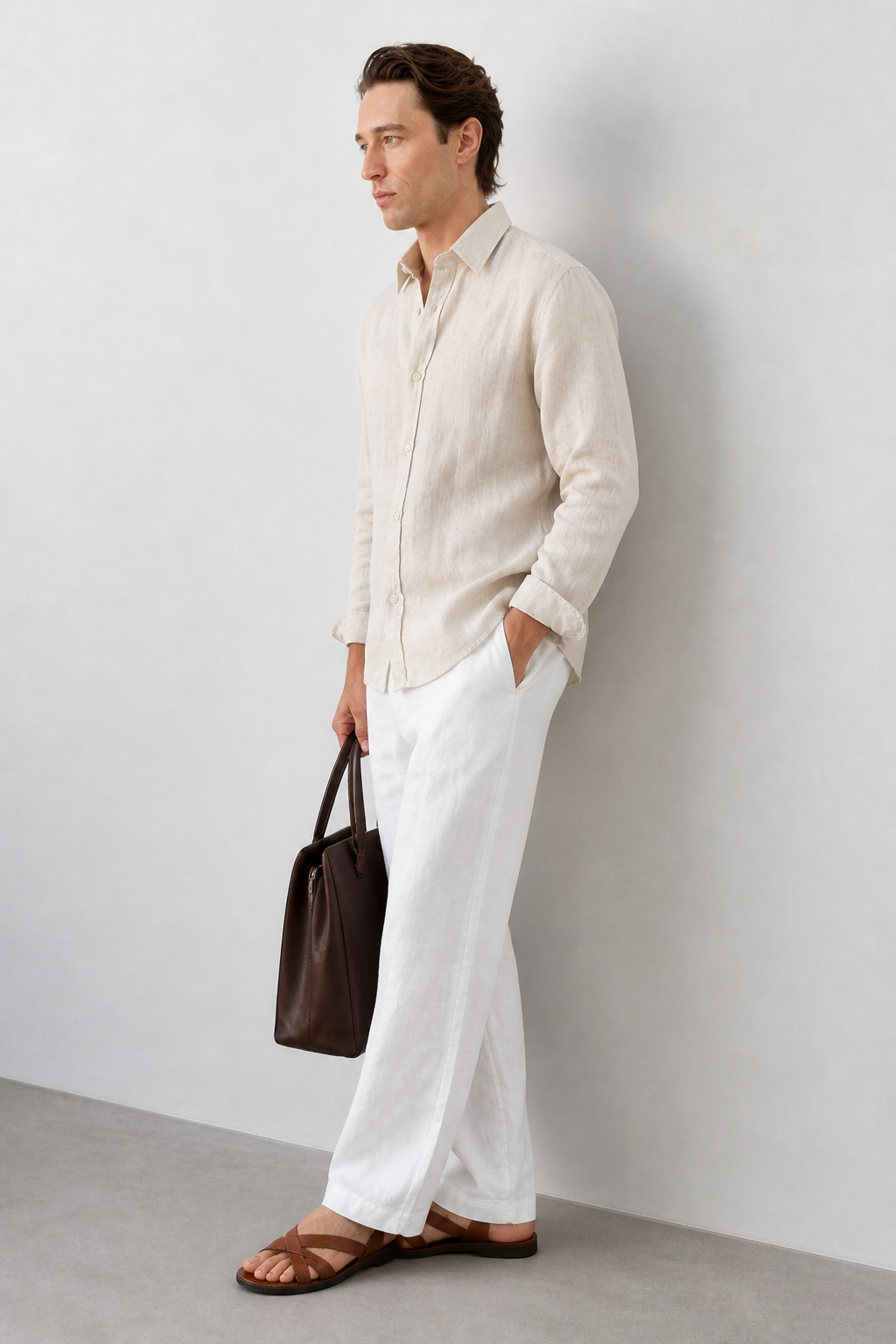 100% Pure Linen Off White Shirt