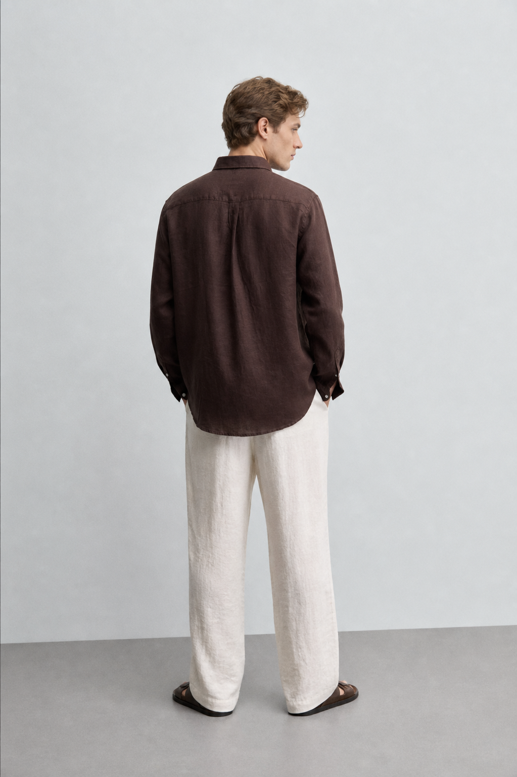 Coffee brown Linen Blend Shirt