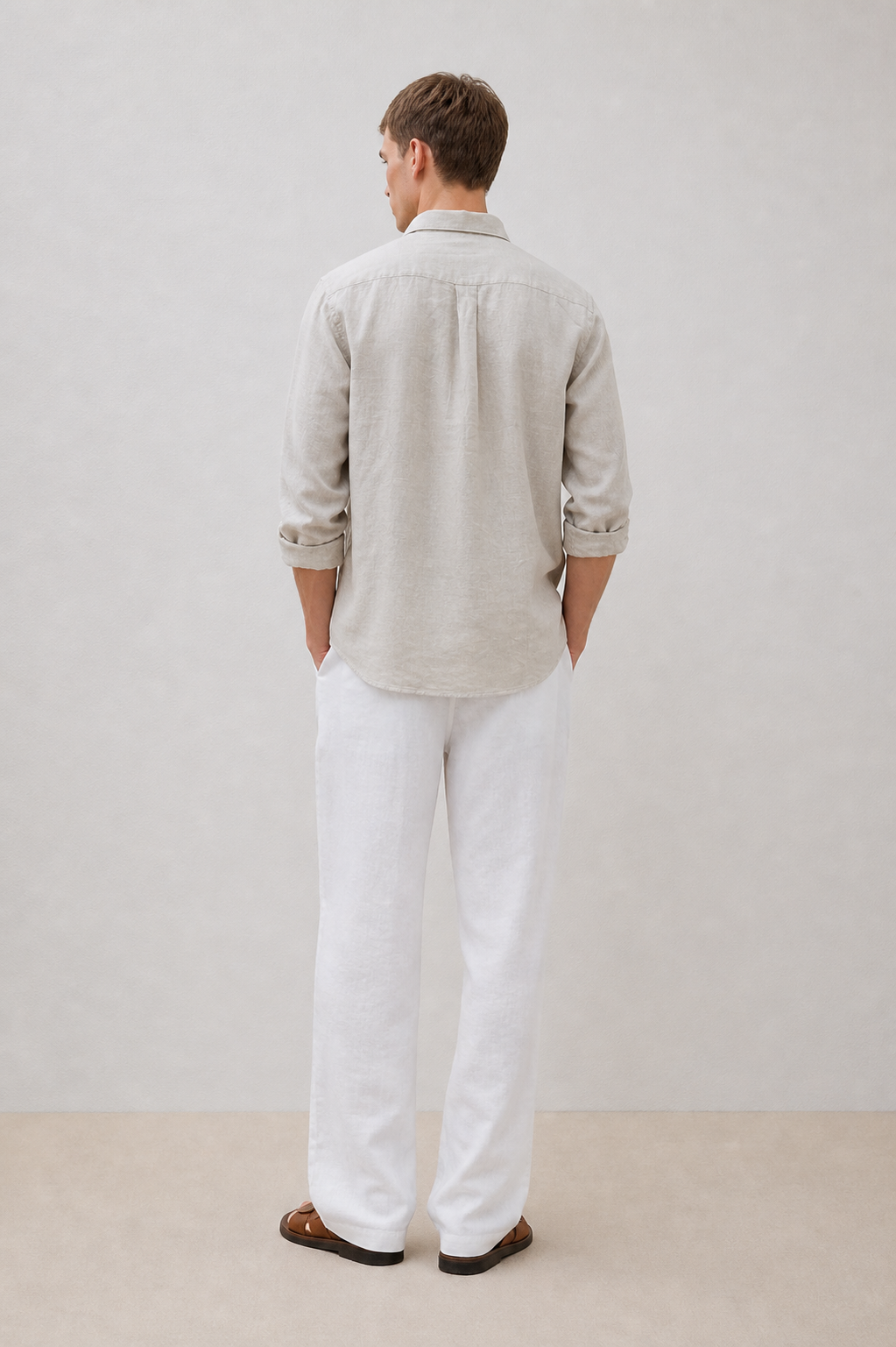 100% Pure Linen Greige Shirt