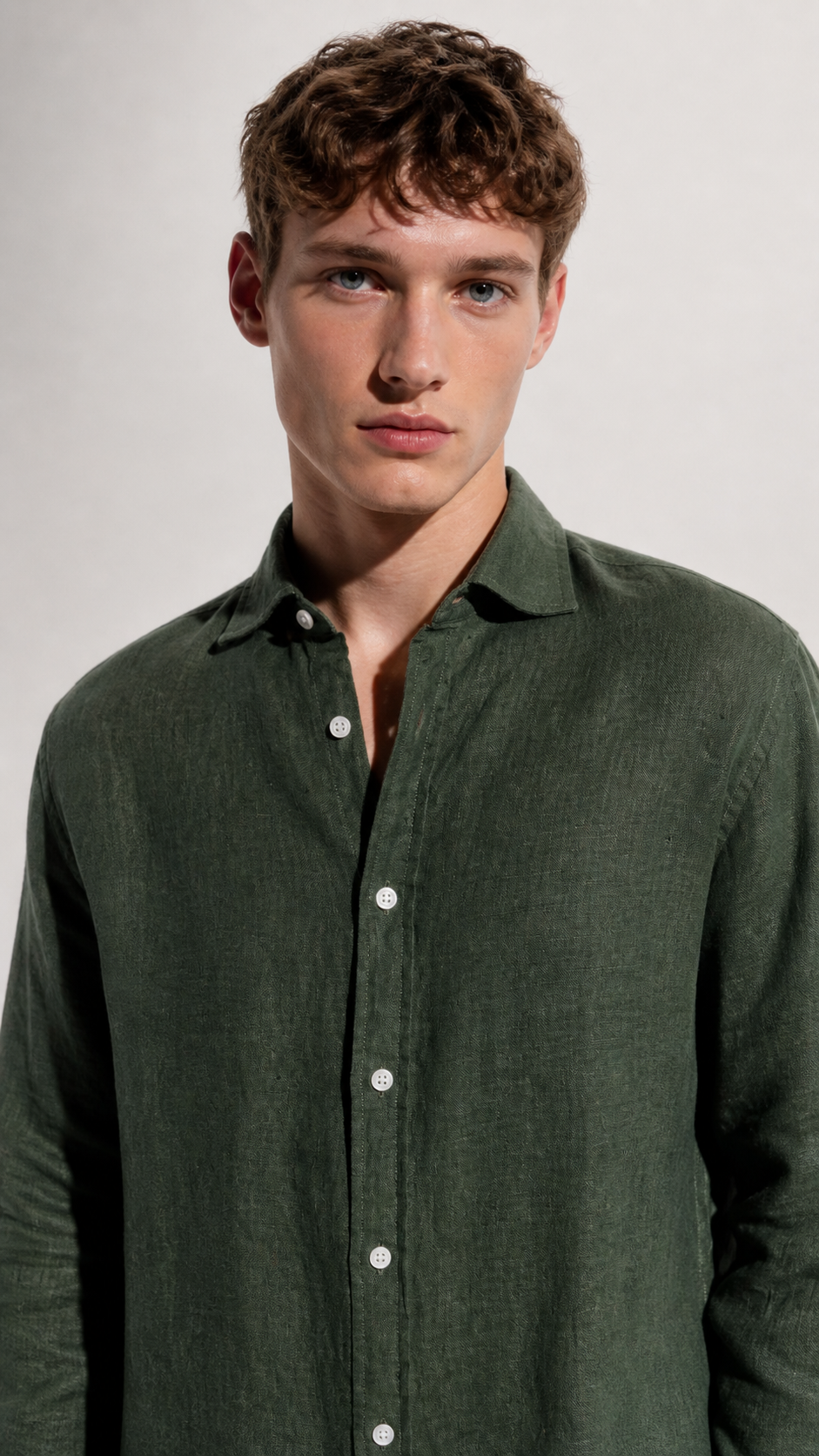 Dark Olive Linen Blend Shirt