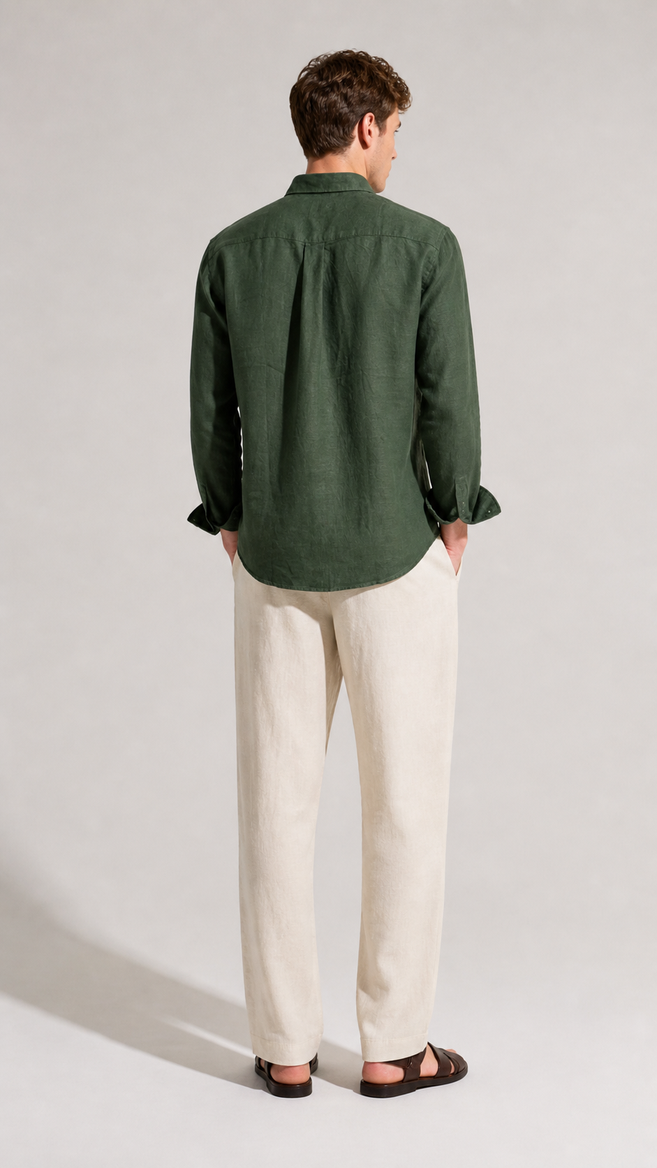 Dark Olive Linen Blend Shirt