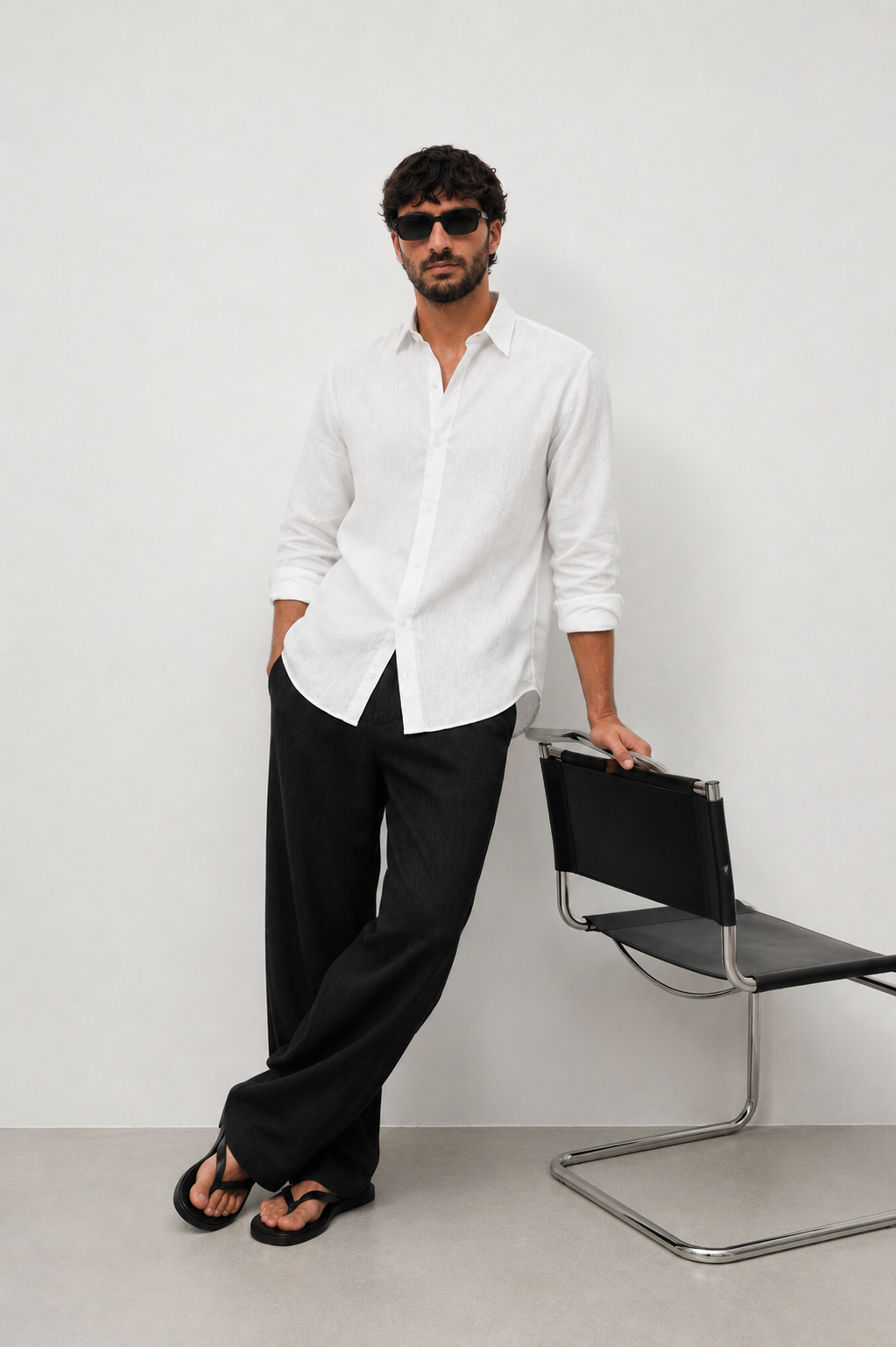 100% Linen White Relaxed Fit Shirt