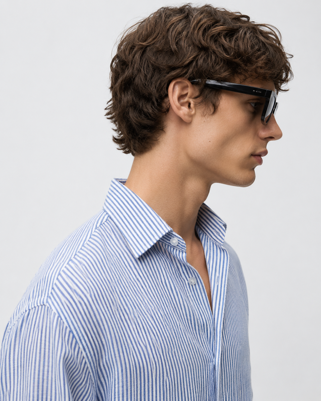 100% Pure Linen Blue Stripe Shirt