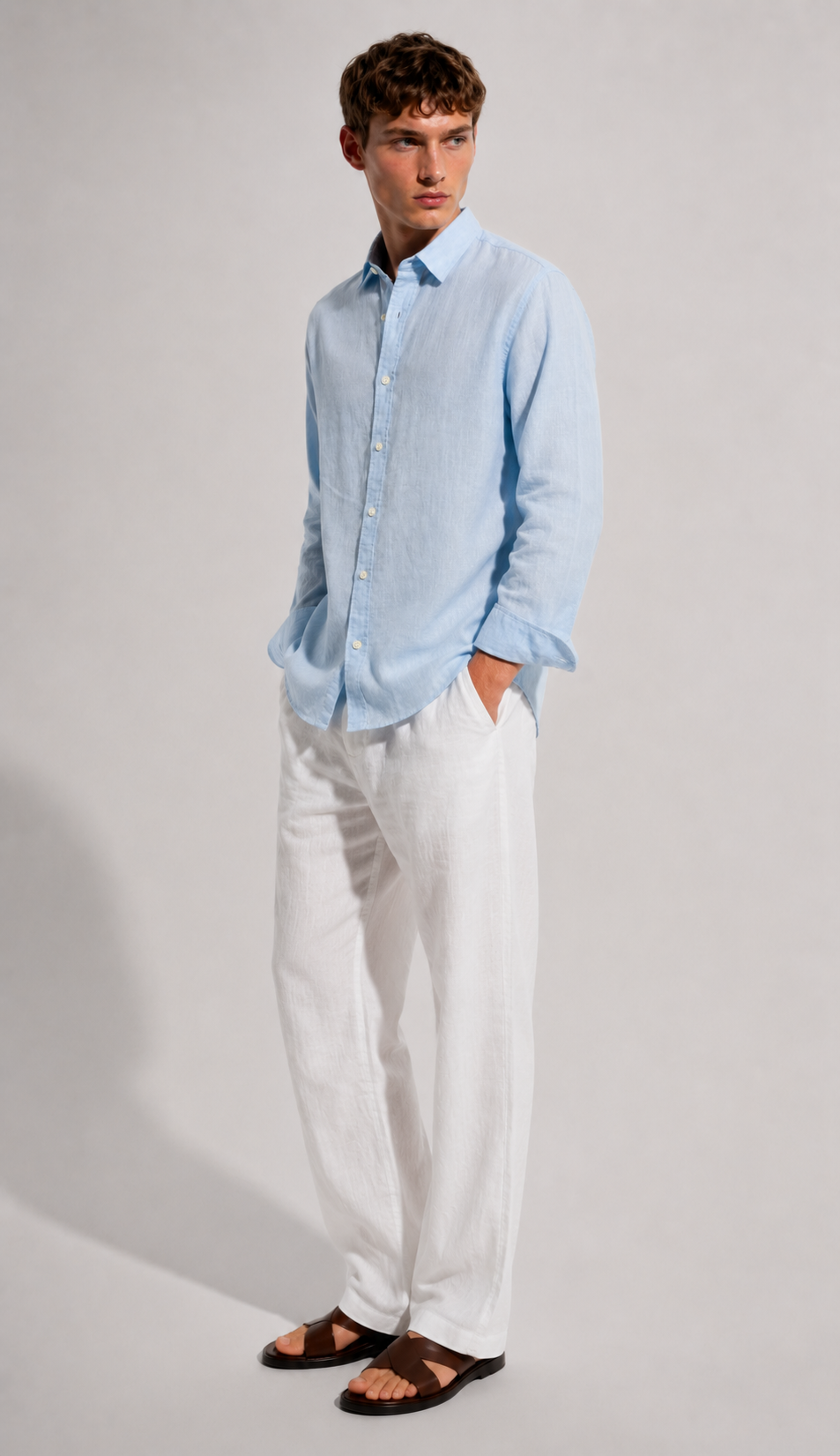 Blue Linen Blend Shirt