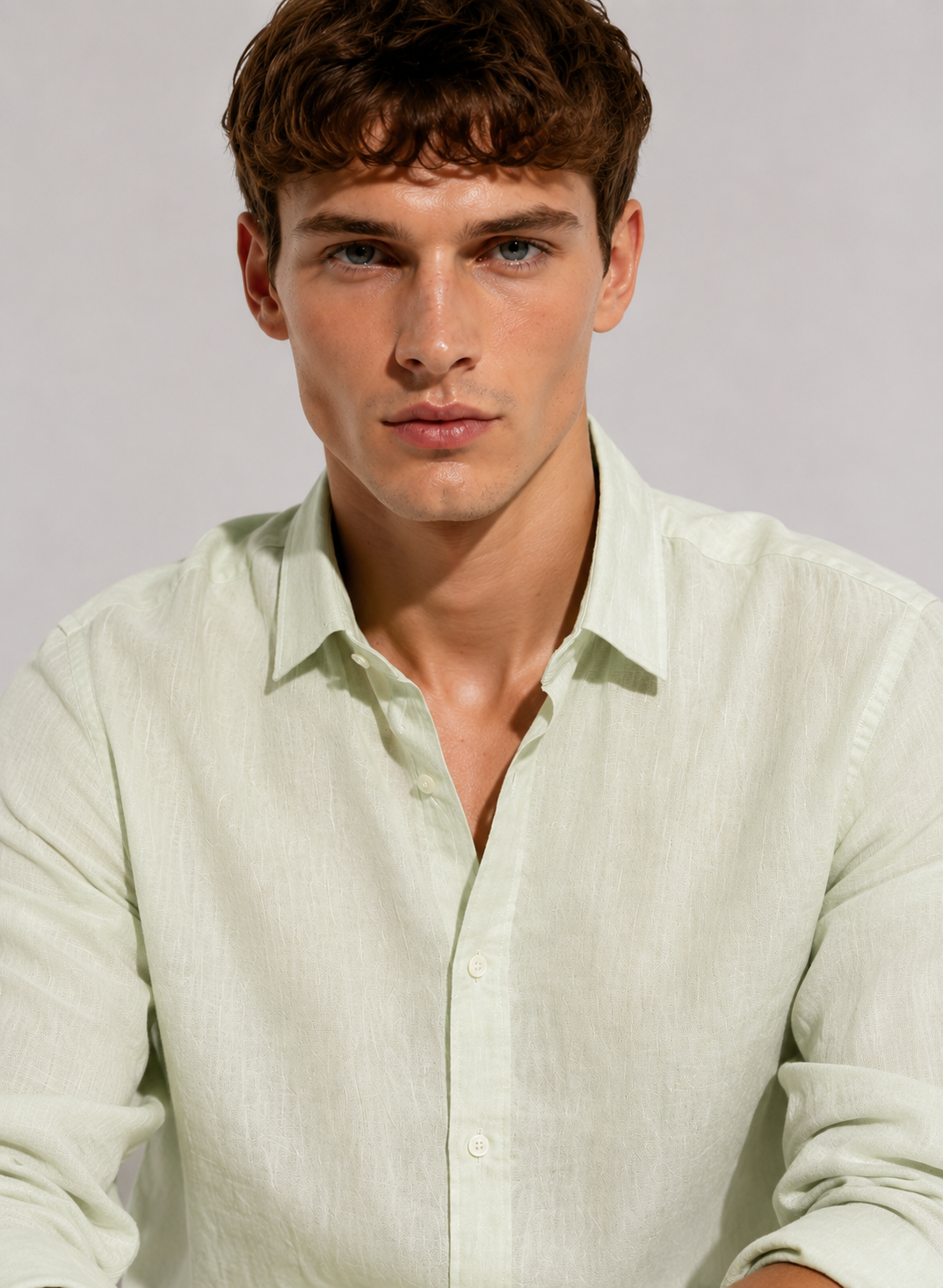 Light Matcha Linen Blend Shirt