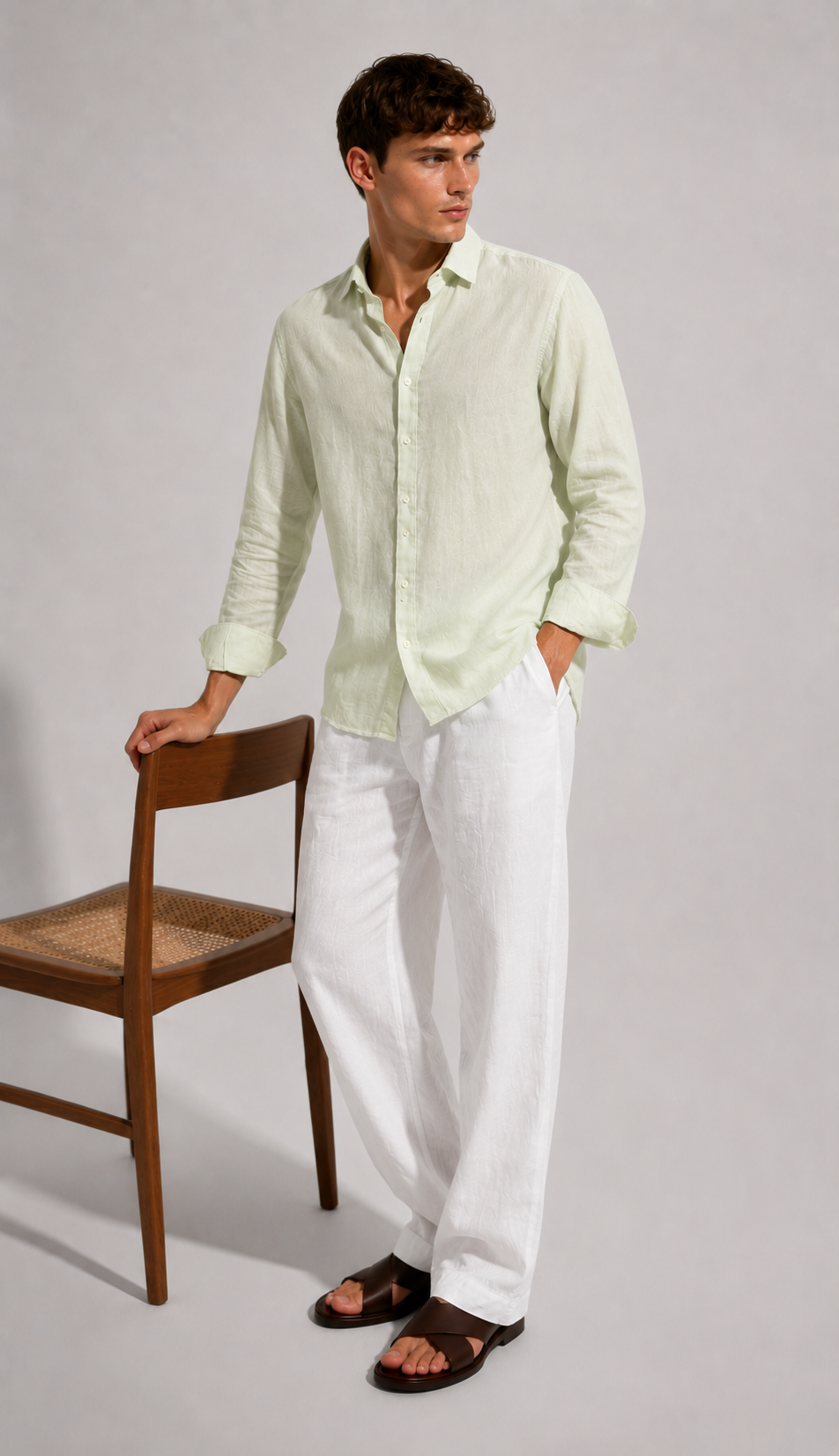 Light Matcha Linen Blend Shirt