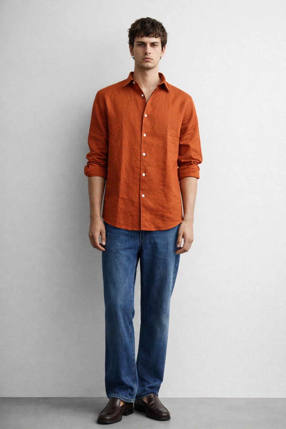 Brick Linen Blend Shirt