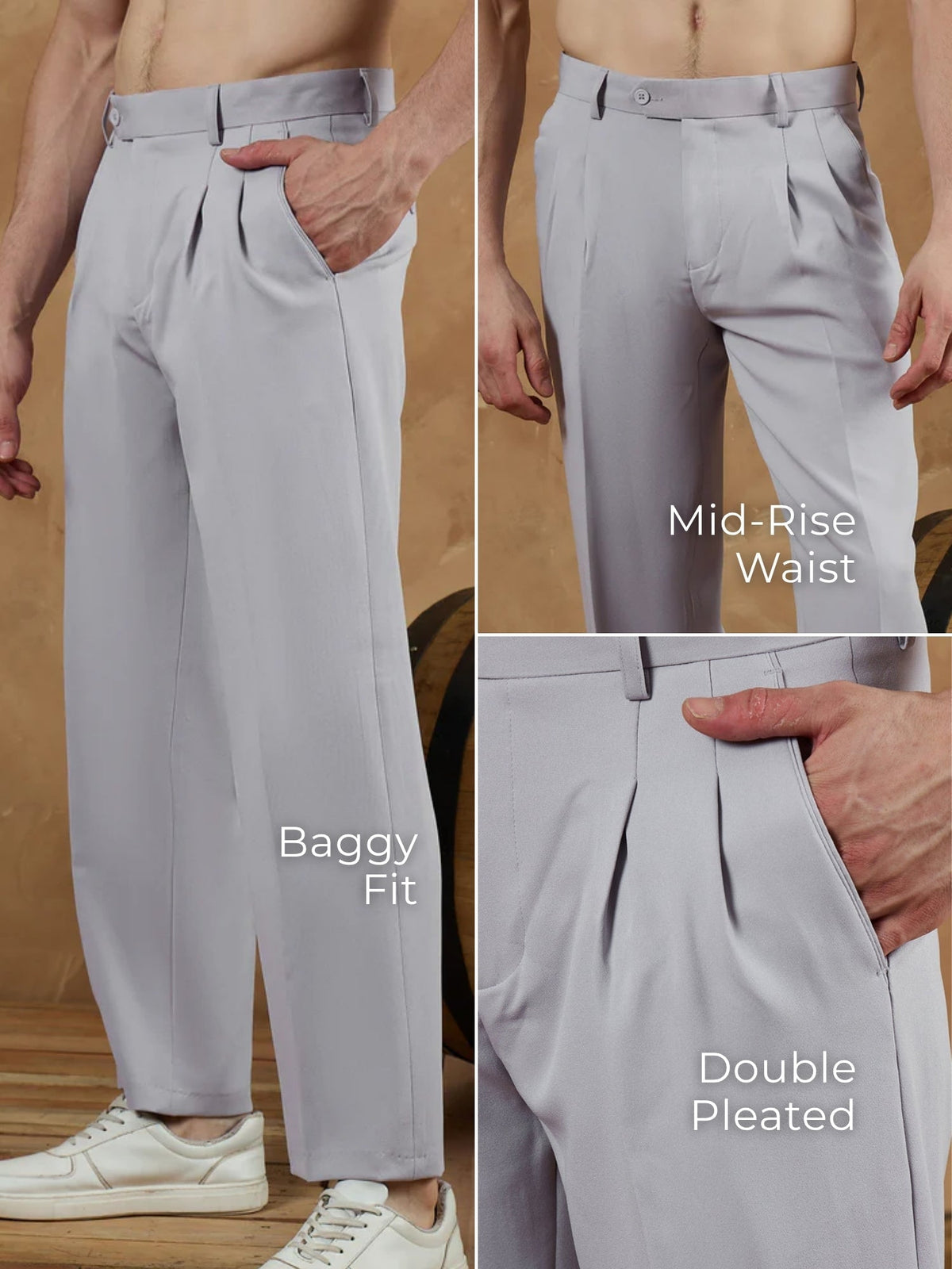 Korean Double Pleated Baggy Trouser